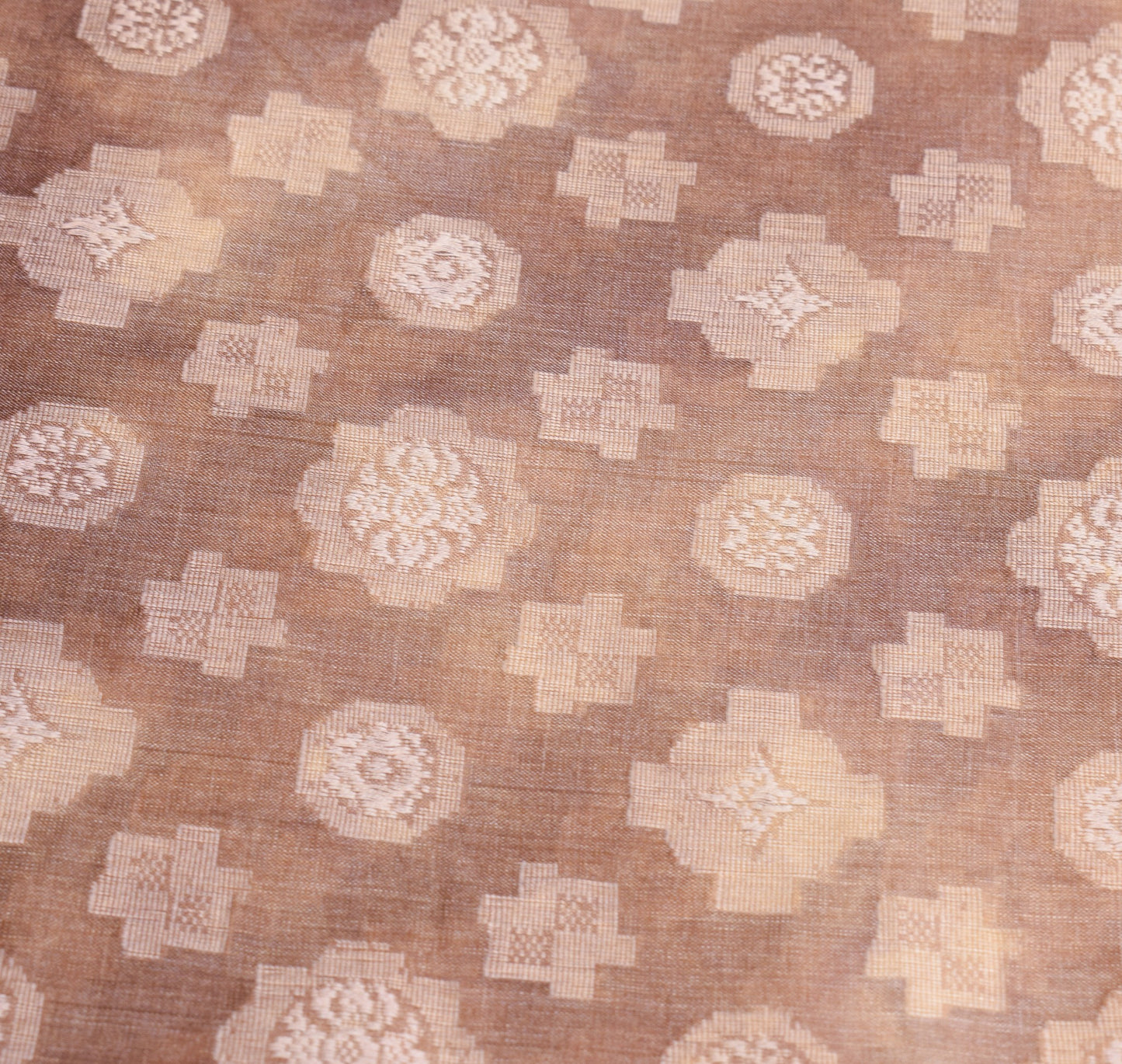 Sushila Vintage Pure Tussar Silk Saree Woven Printed Brown 6YD Soft Sari Fabric