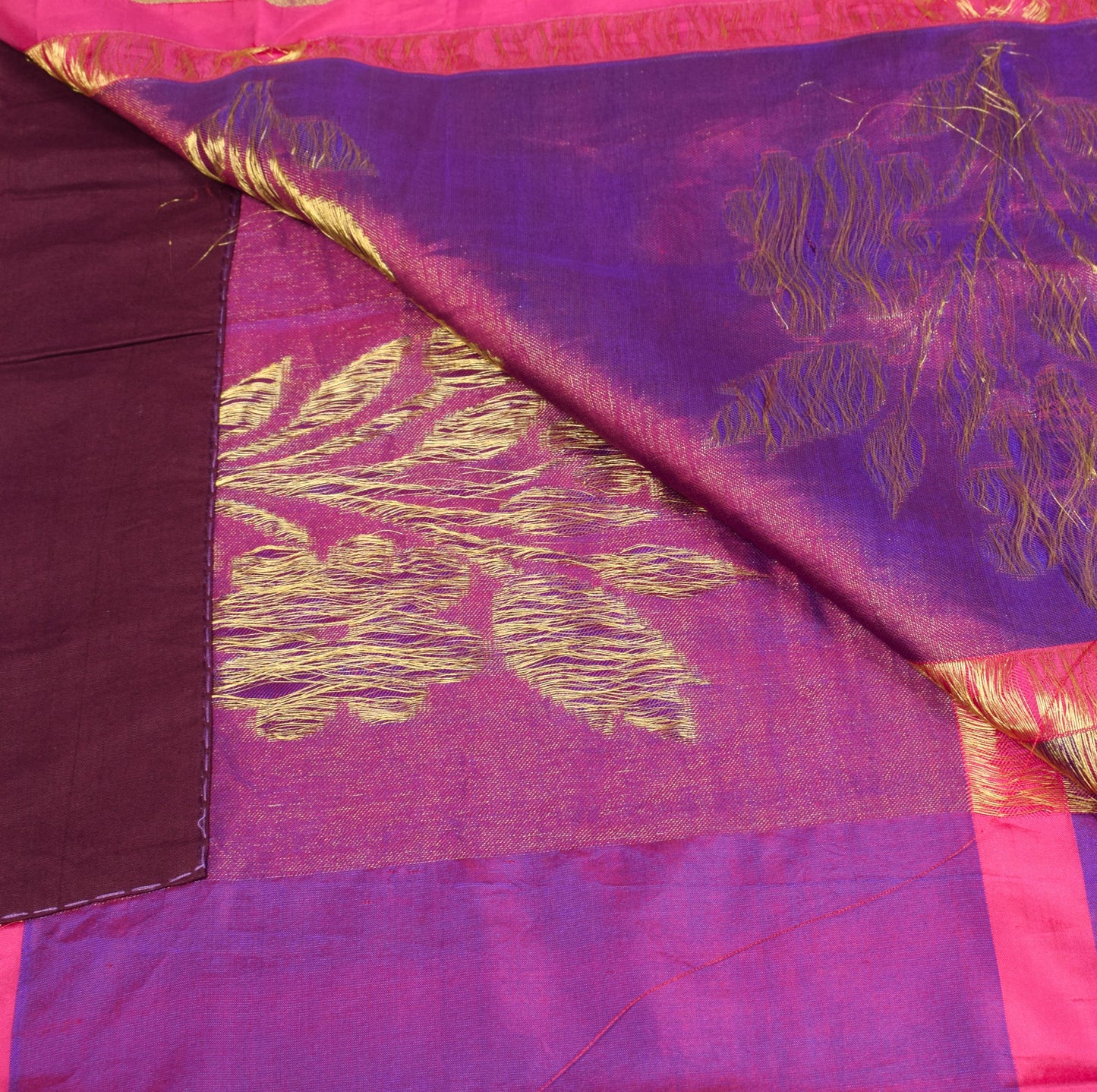 Sushila Vintage Magenta HEAVY Saree Floral Woven Base Skirt Border Soft Sari