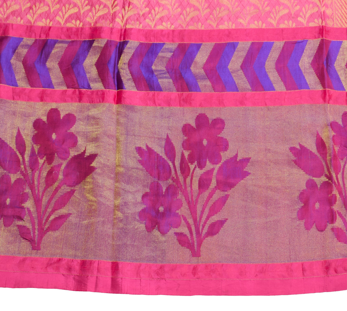 Sushila Vintage Magenta HEAVY Saree Floral Woven Base Skirt Border Soft Sari