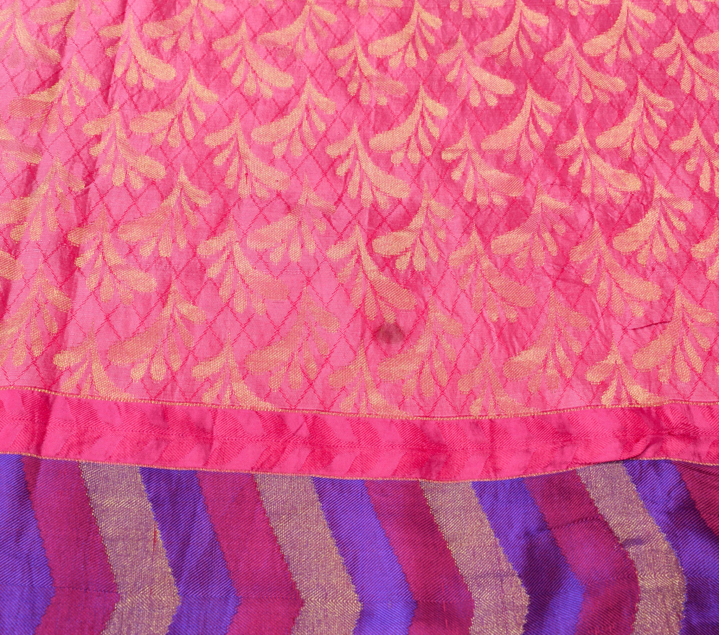 Sushila Vintage Magenta HEAVY Saree Floral Woven Base Skirt Border Soft Sari