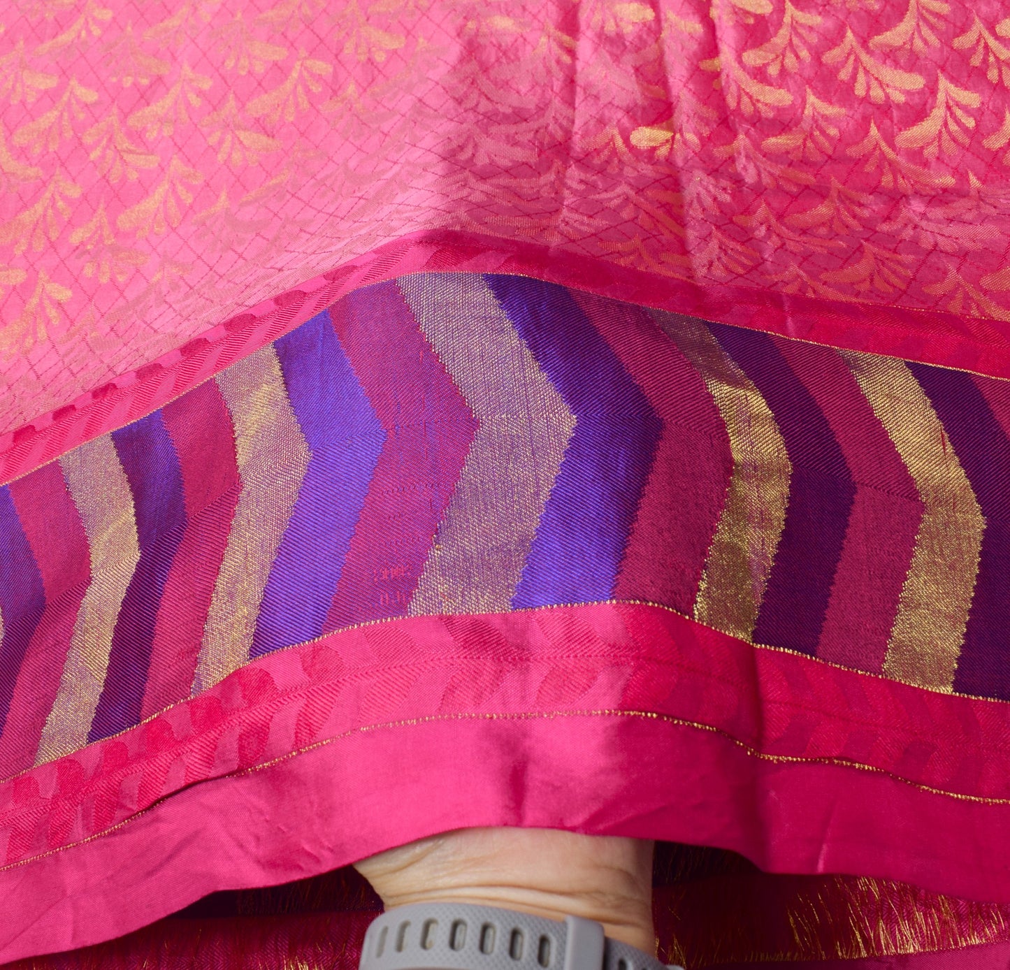 Sushila Vintage Magenta HEAVY Saree Floral Woven Base Skirt Border Soft Sari