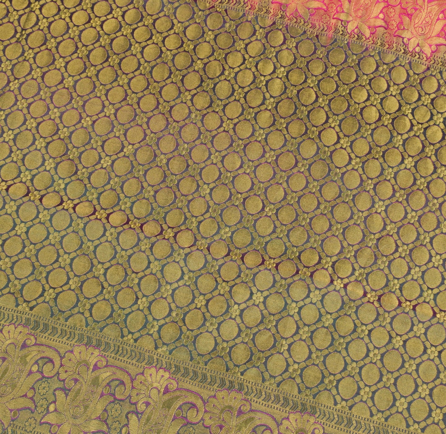Sushila Vintage Magenta Green Kanjeevaram Saree Zari Brocaded Art Silk 6YD Sari