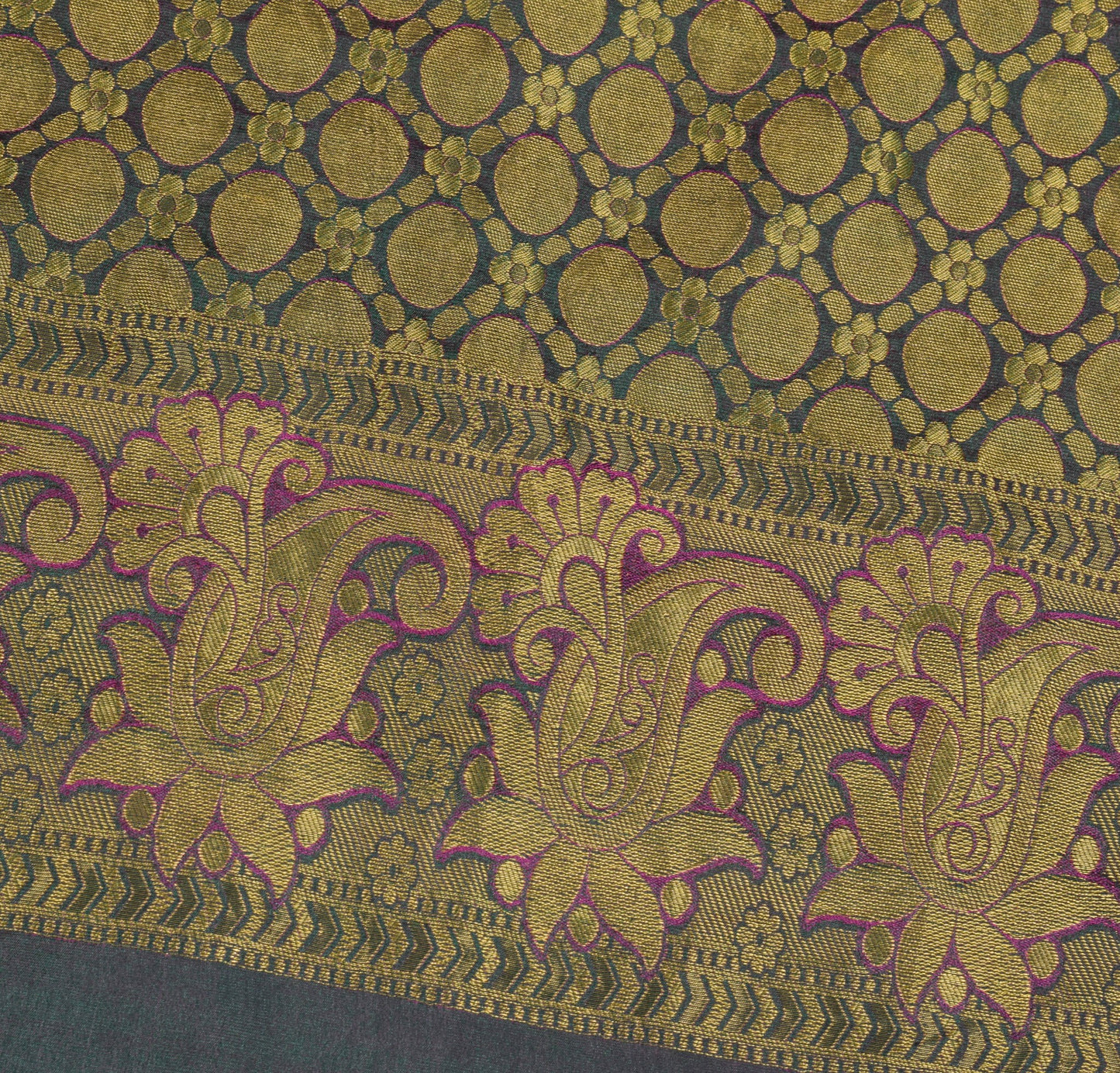 Sushila Vintage Magenta Green Kanjeevaram Saree Zari Brocaded Art Silk 6YD Sari