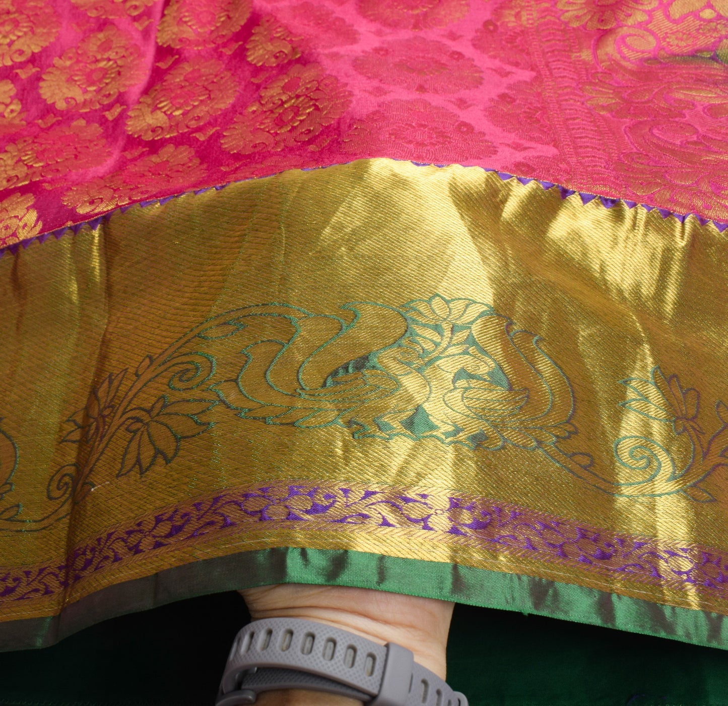 Sushila Vintage Magenta Green Kanjeevaram Saree Zari Brocaded Art Silk 6YD Sari