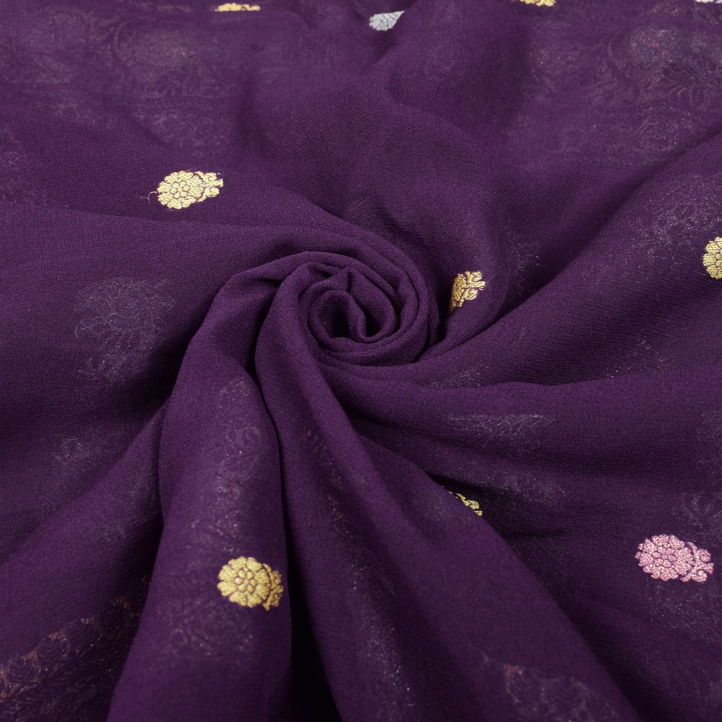 Sushila Vintage Pure Banarasi Georgette Saree Dark Wine Gold Zari Meenkari Sari