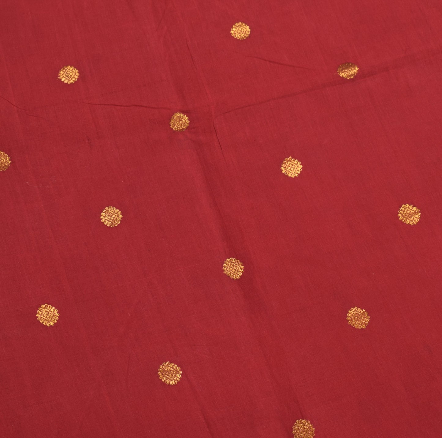 Sushila Vintage Red Pure Cotton Saree Purple Border Pallu Zari Woven Sari Fabric
