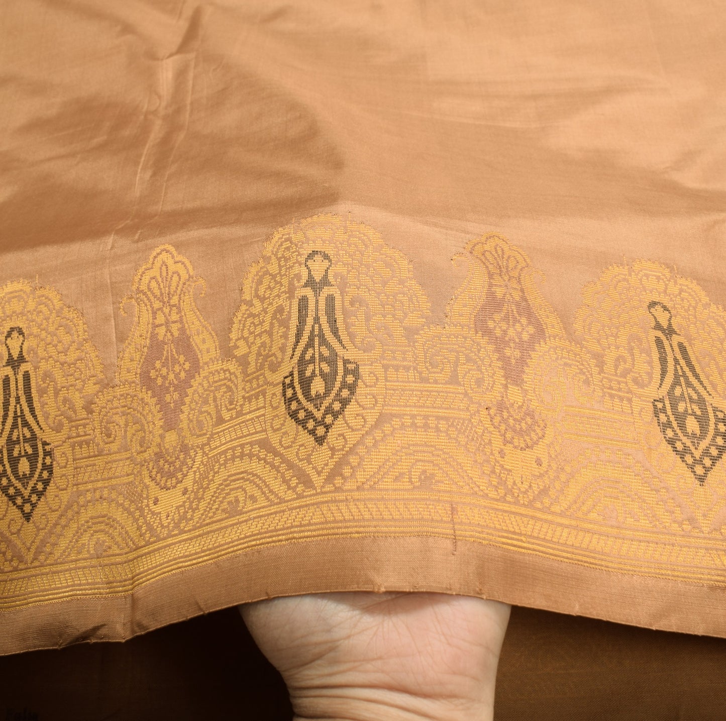 Sushila Vintage Pure Banarasi Silk Saree Paisley Woven Brown Soft Sari Fabric