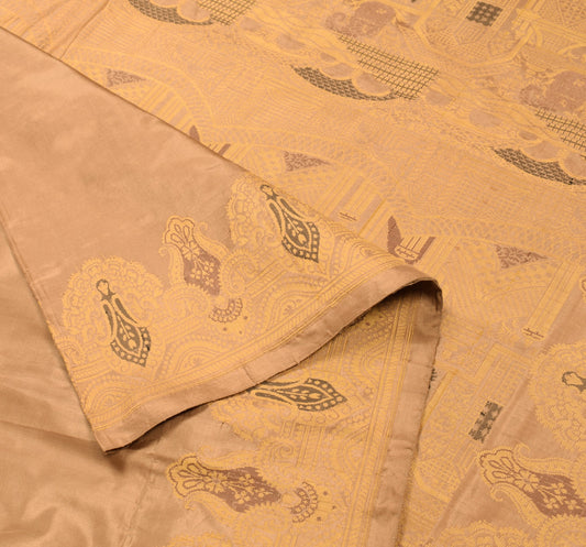 Sushila Vintage Pure Banarasi Silk Saree Paisley Woven Brown Soft Sari Fabric