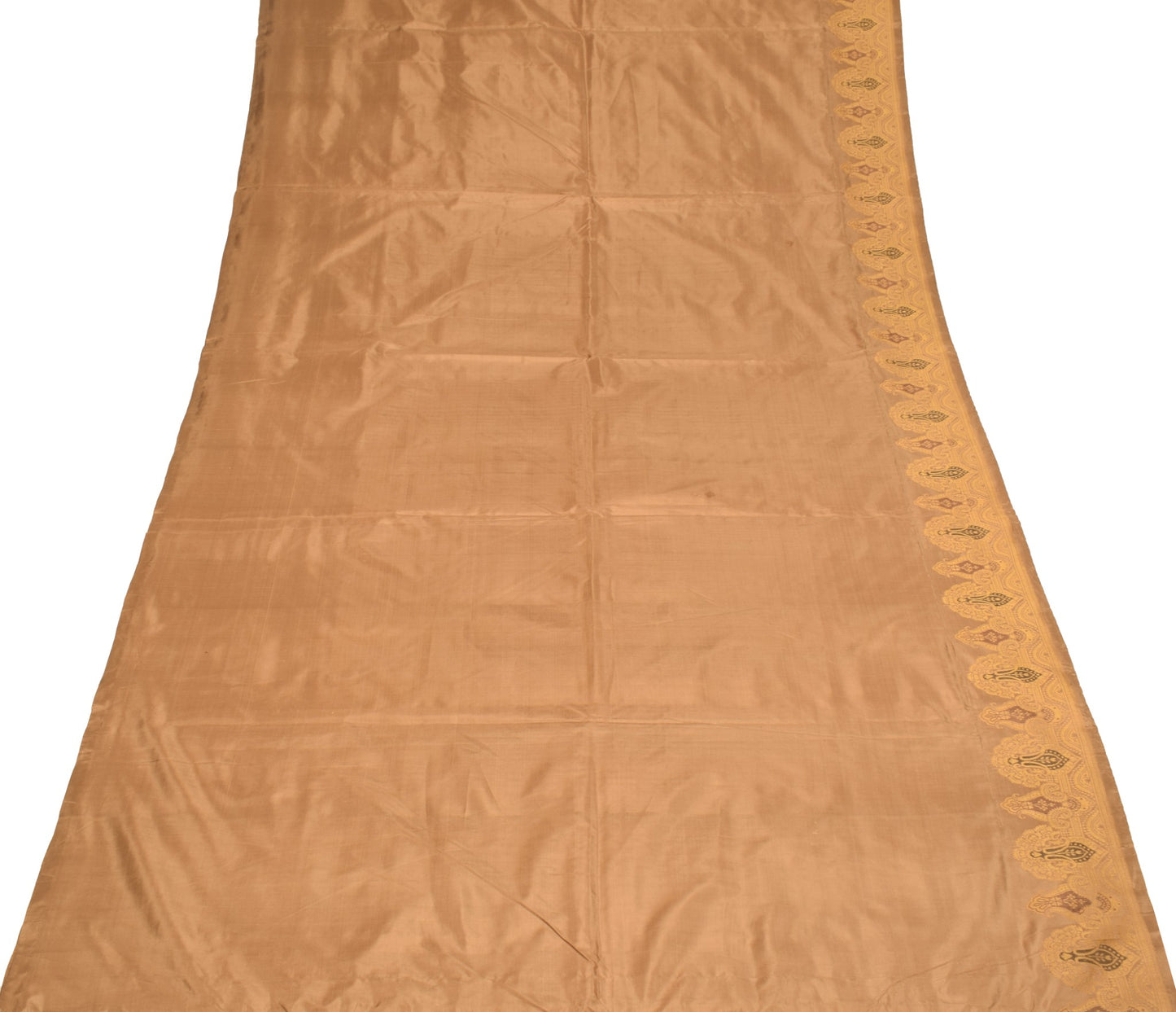 Sushila Vintage Pure Banarasi Silk Saree Paisley Woven Brown Soft Sari Fabric