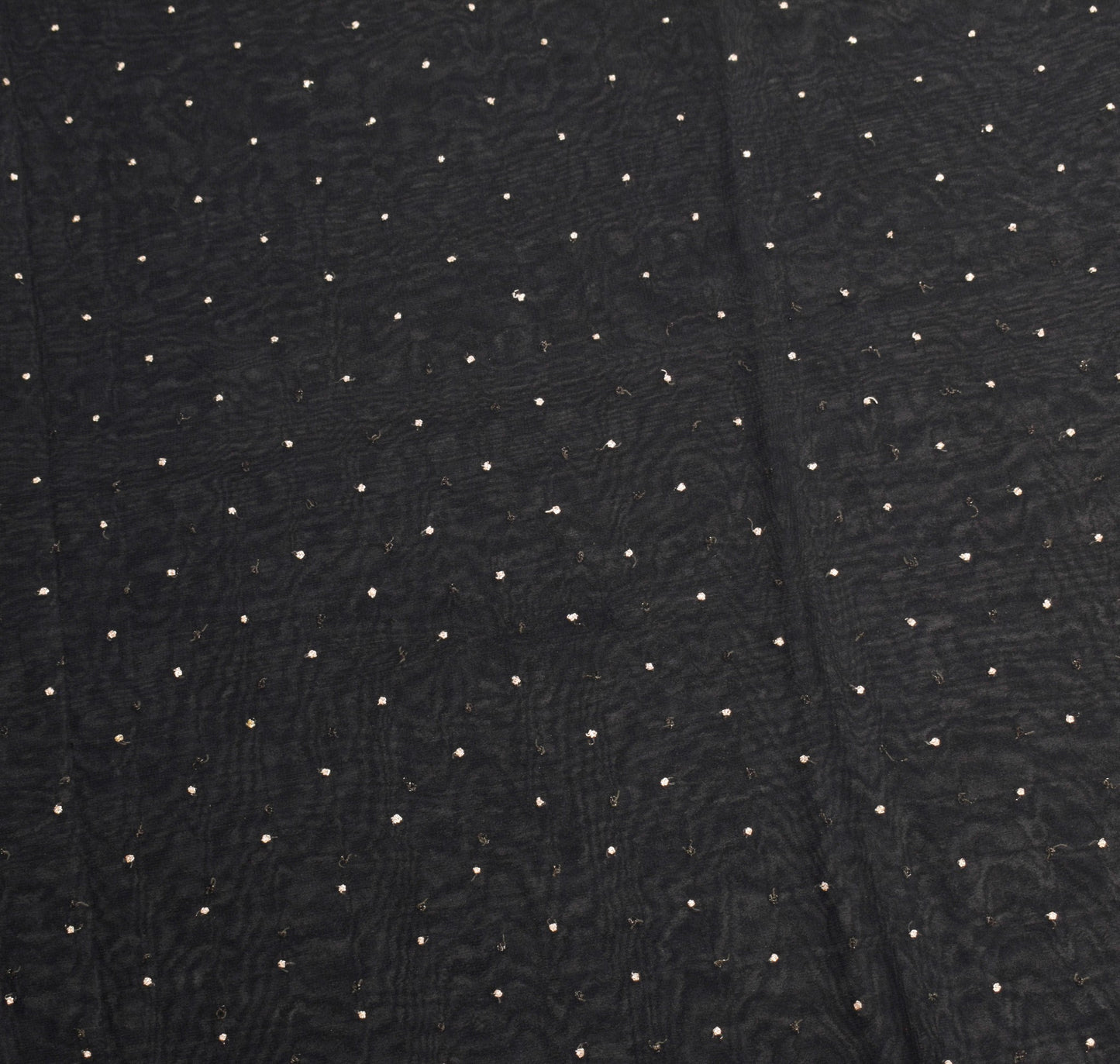 Sushila Vintage Hand Beaded Zardozi Saree Black Art Georgette Sari Craft Fabric