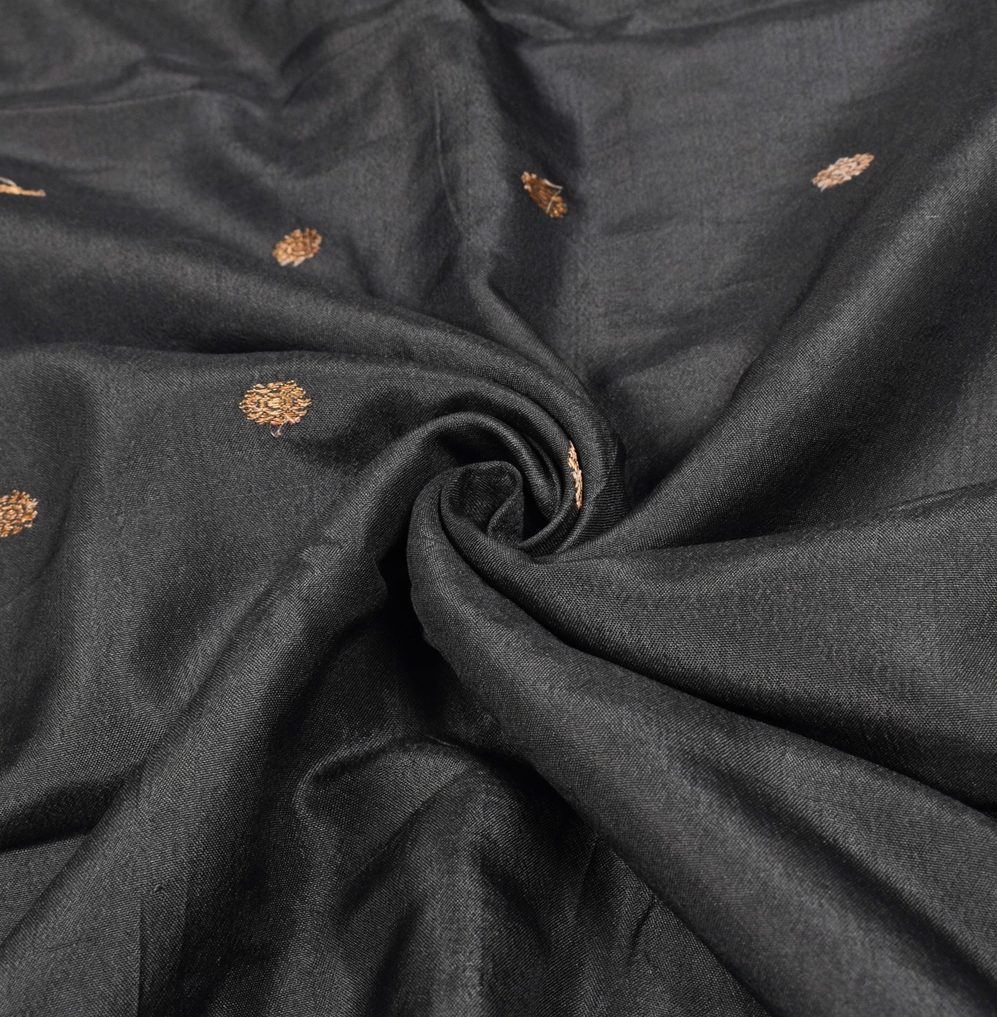 Sushila Vintage Black Handloom Saree Pure Silk Zari Woven Soft Sari Craft Fabric