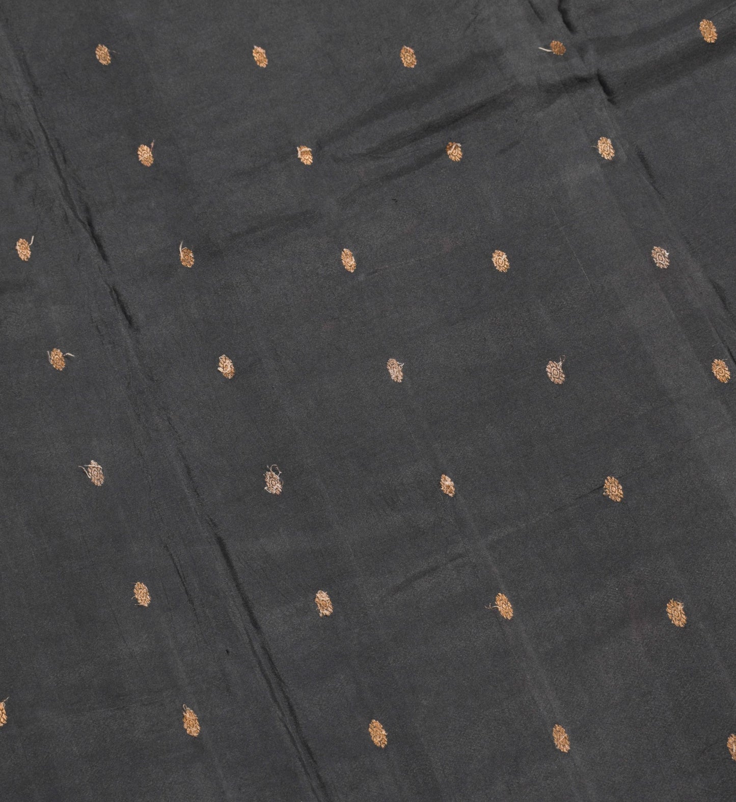 Sushila Vintage Black Handloom Saree Pure Silk Zari Woven Soft Sari Craft Fabric