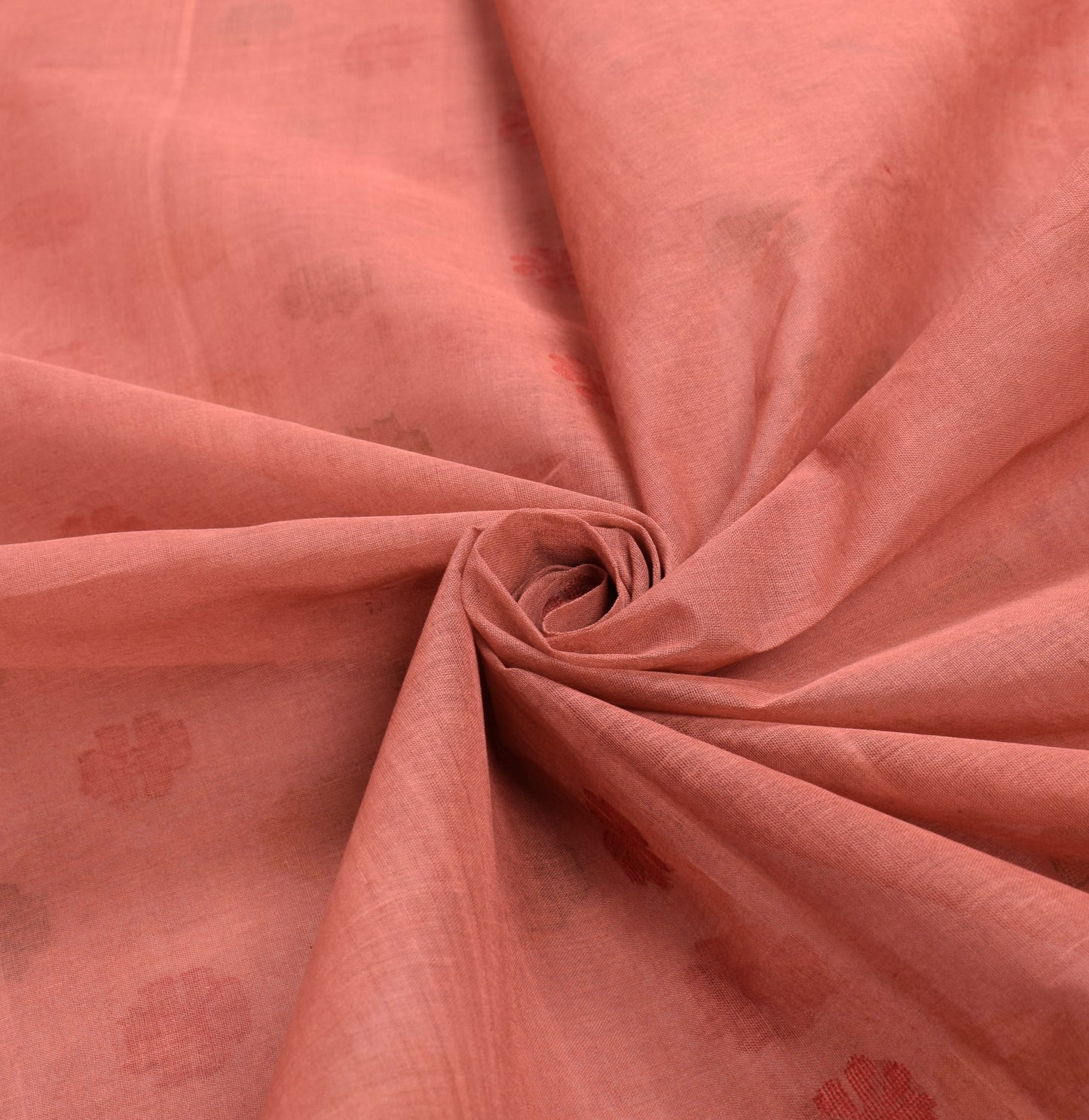 Sushila Vintage Bengal Tant Woven Saree Pure Cotton Peach Floral Sari Craft Fabric