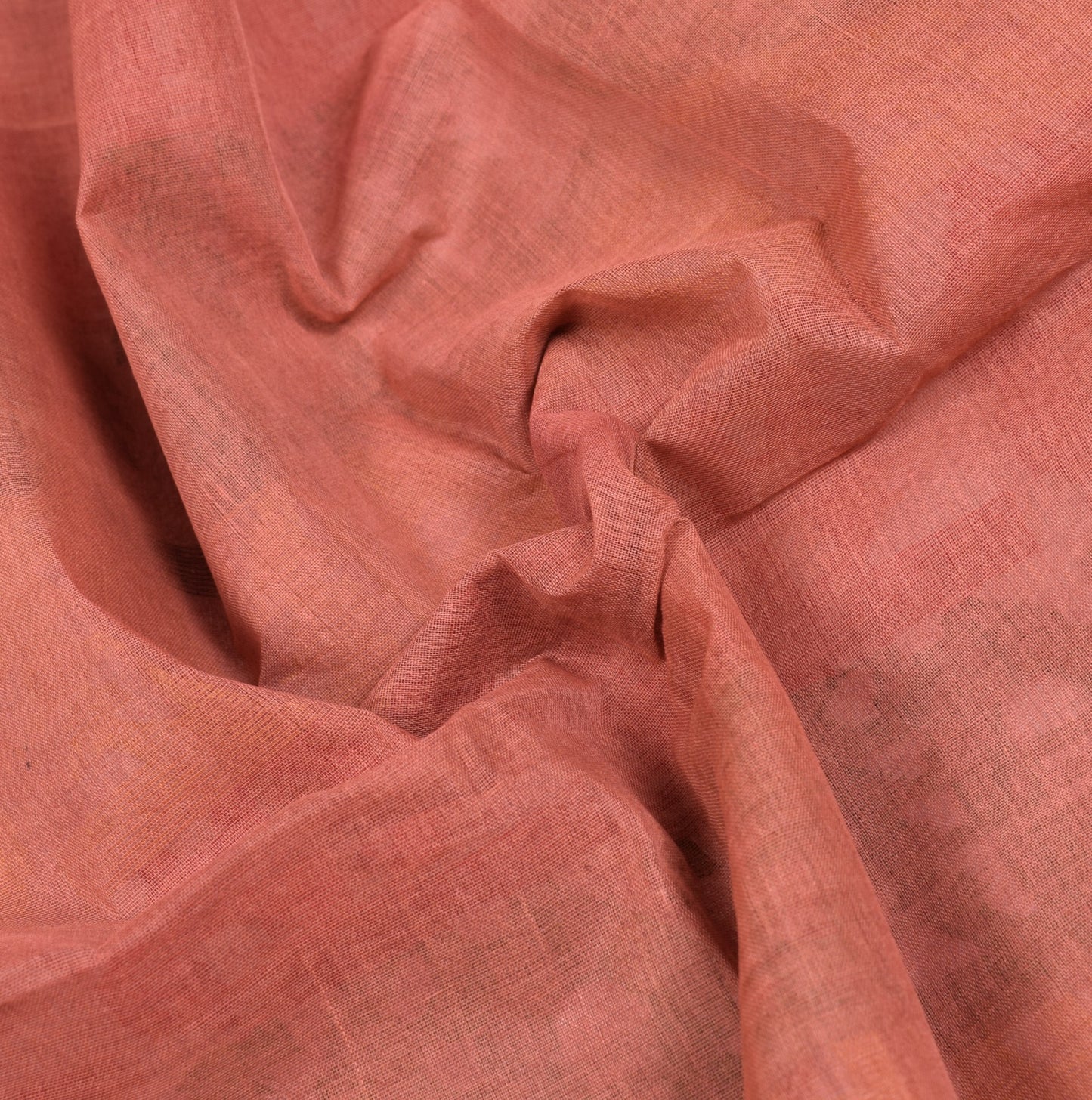 Sushila Vintage Bengal Tant Woven Saree Pure Cotton Peach Floral Sari Craft Fabric