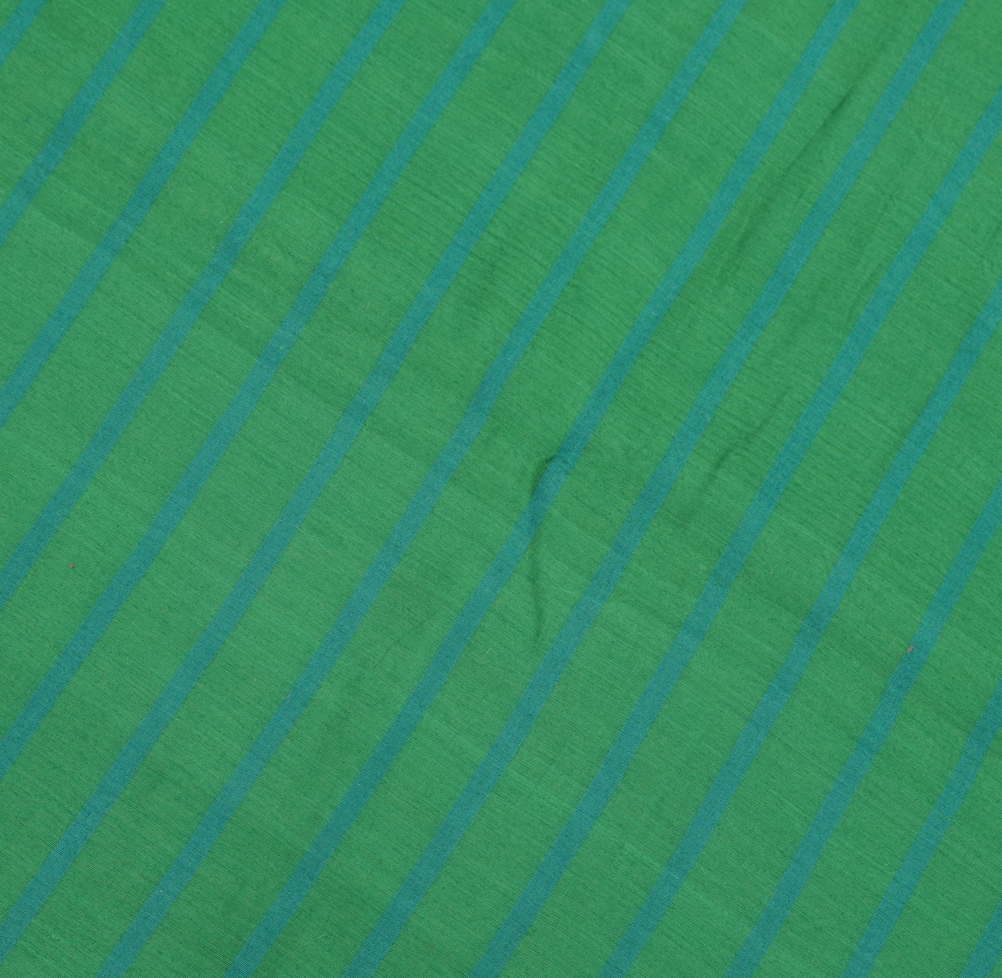Sushila Vintage Green Saree Pure Cotton Silk Stripes Woven 6 Yard Sari Fabric