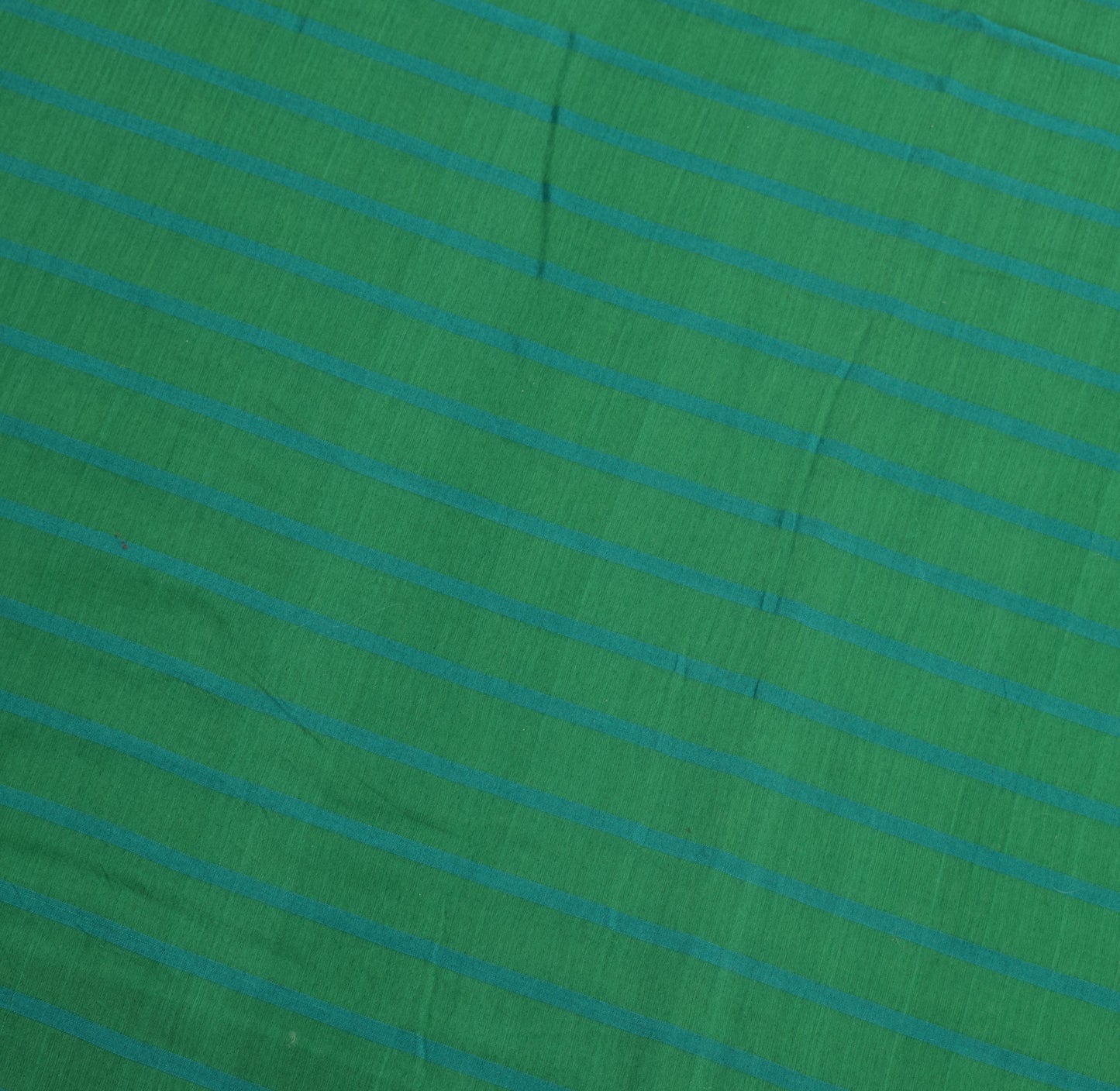 Sushila Vintage Green Saree Pure Cotton Silk Stripes Woven 6 Yard Sari Fabric