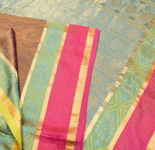 Sushila Vintage Pure Kanchipuram Silk Saree Pure Silk Purple Zari Sari Fabric