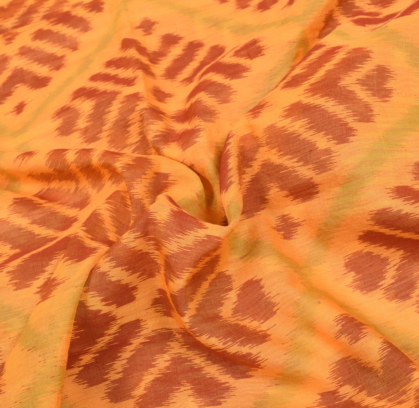 Sushila Vintage Pochampally Ikat Saree Art Cotton Silk Hand Woven Orange Sari