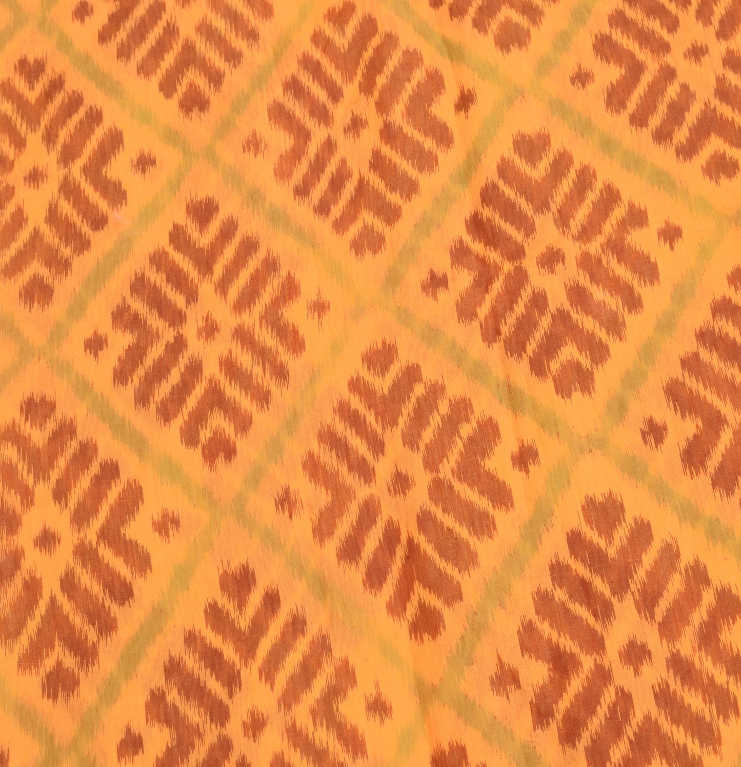 Sushila Vintage Pochampally Ikat Saree Art Cotton Silk Hand Woven Orange Sari