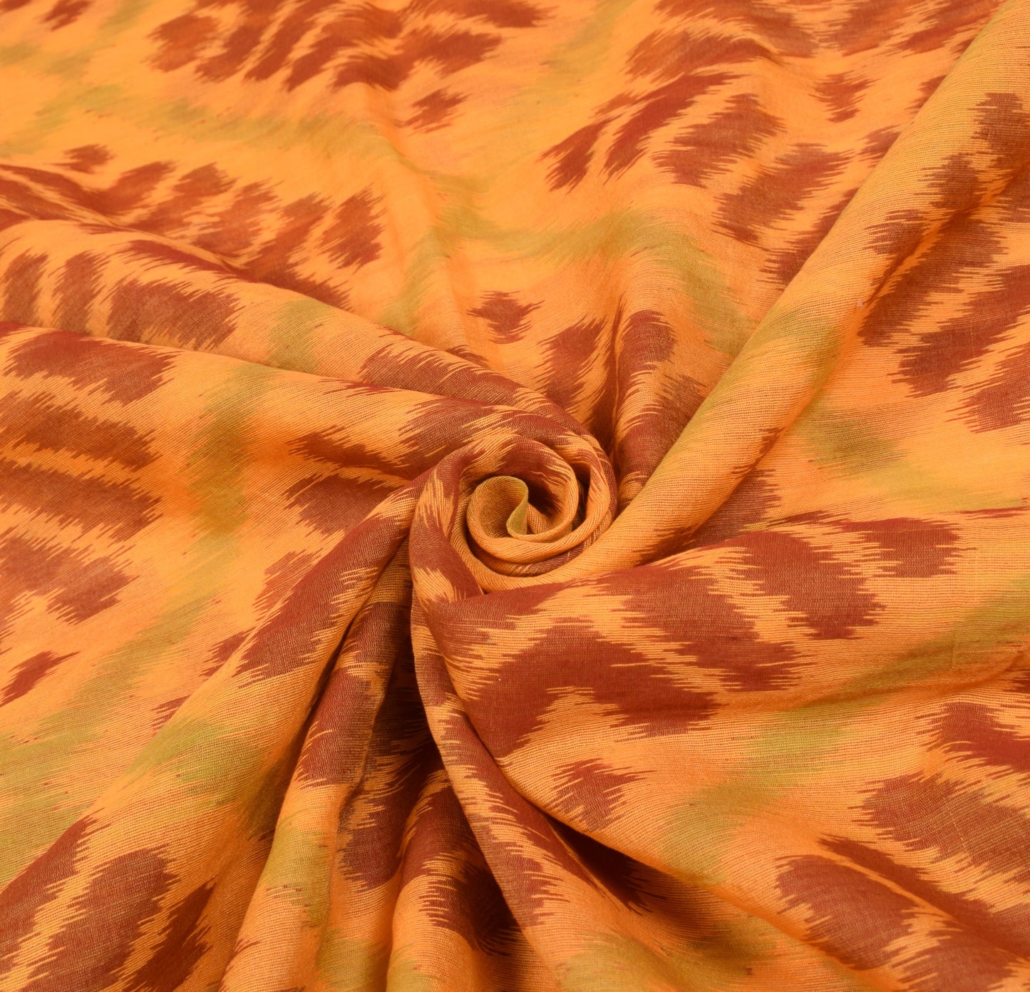 Sushila Vintage Pochampally Ikat Saree Art Cotton Silk Hand Woven Orange Sari