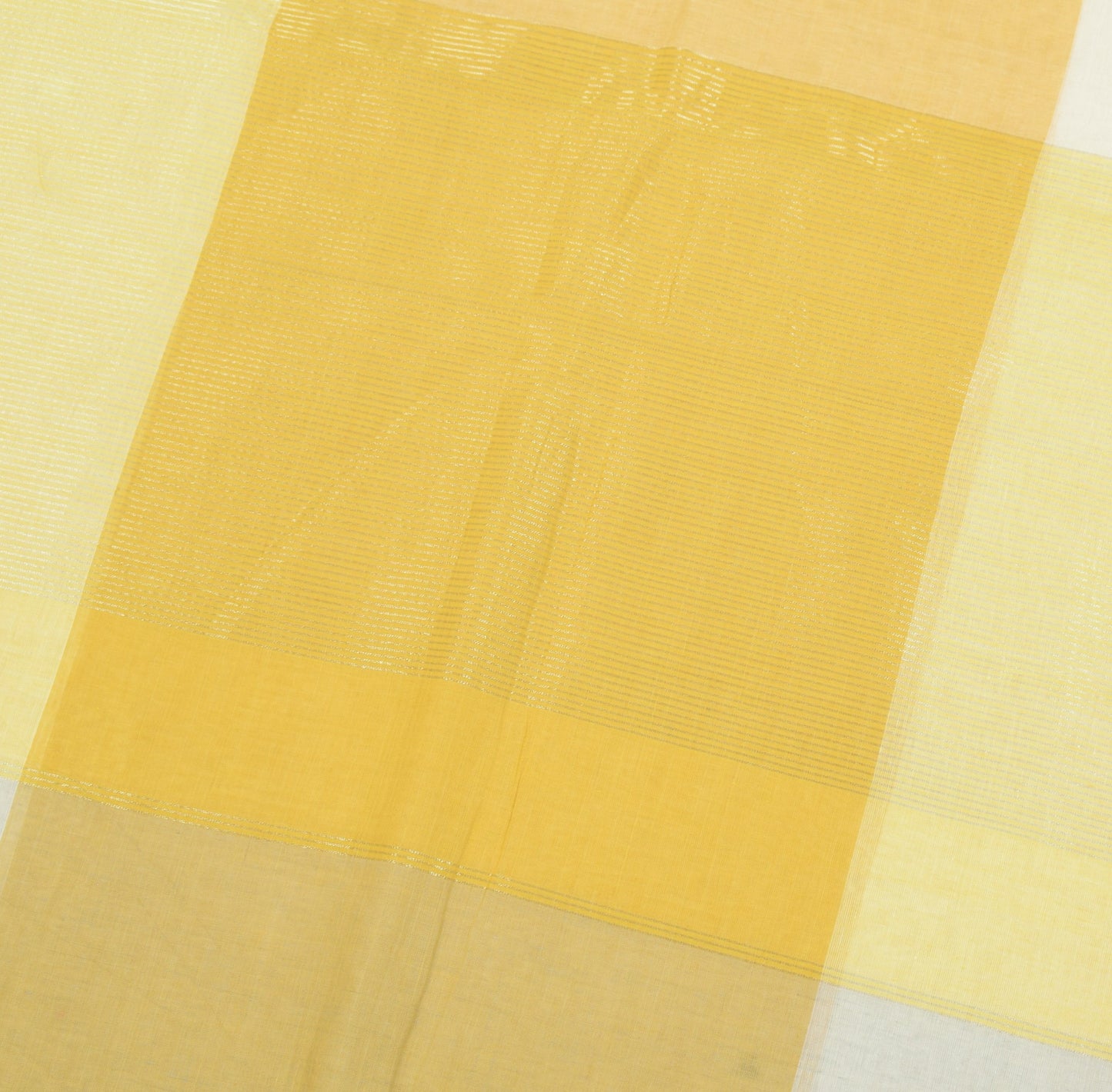 Sushila Vintage White Handloom Saree Pure Cotton Stripes Woven 7Yard Sari Fabric