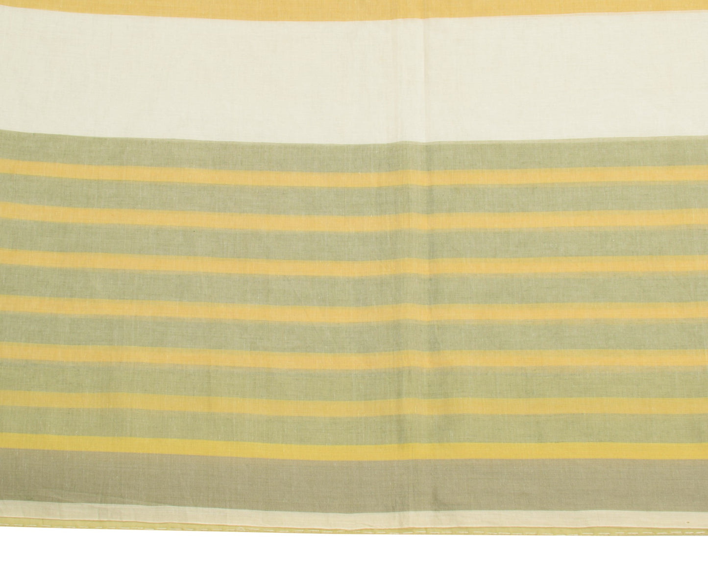 Sushila Vintage White Handloom Saree Pure Cotton Stripes Woven 7Yard Sari Fabric