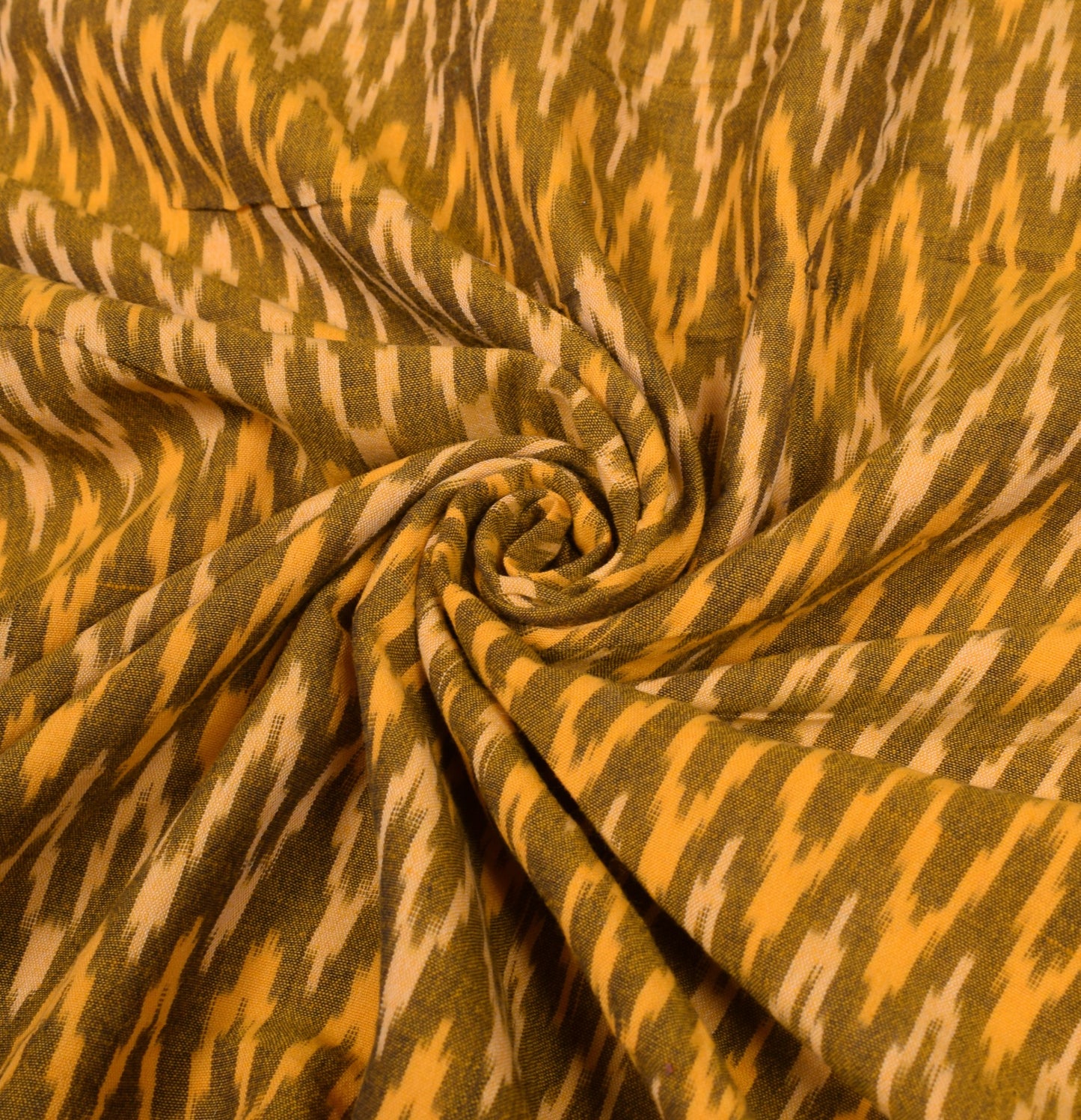 Sushila Vintage Pochampally Handloom Ikat Saree Pure Cotton Sari Yellow Fabric
