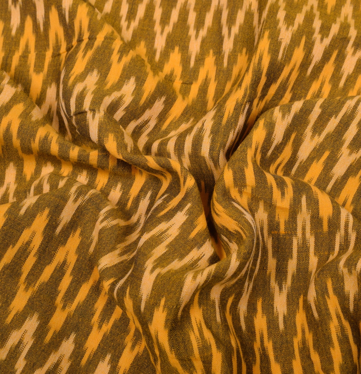 Sushila Vintage Pochampally Handloom Ikat Saree Pure Cotton Sari Yellow Fabric