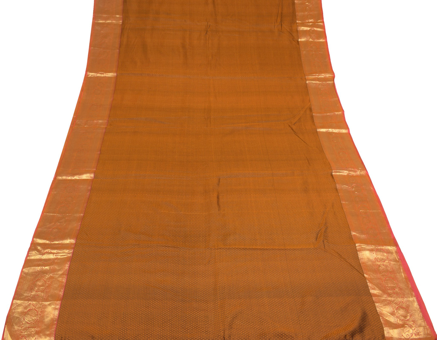 Sushila Vintage Rust HEAVY Saree Pure Kanchipuram Silk Zari Woven 5YD Soft Sari