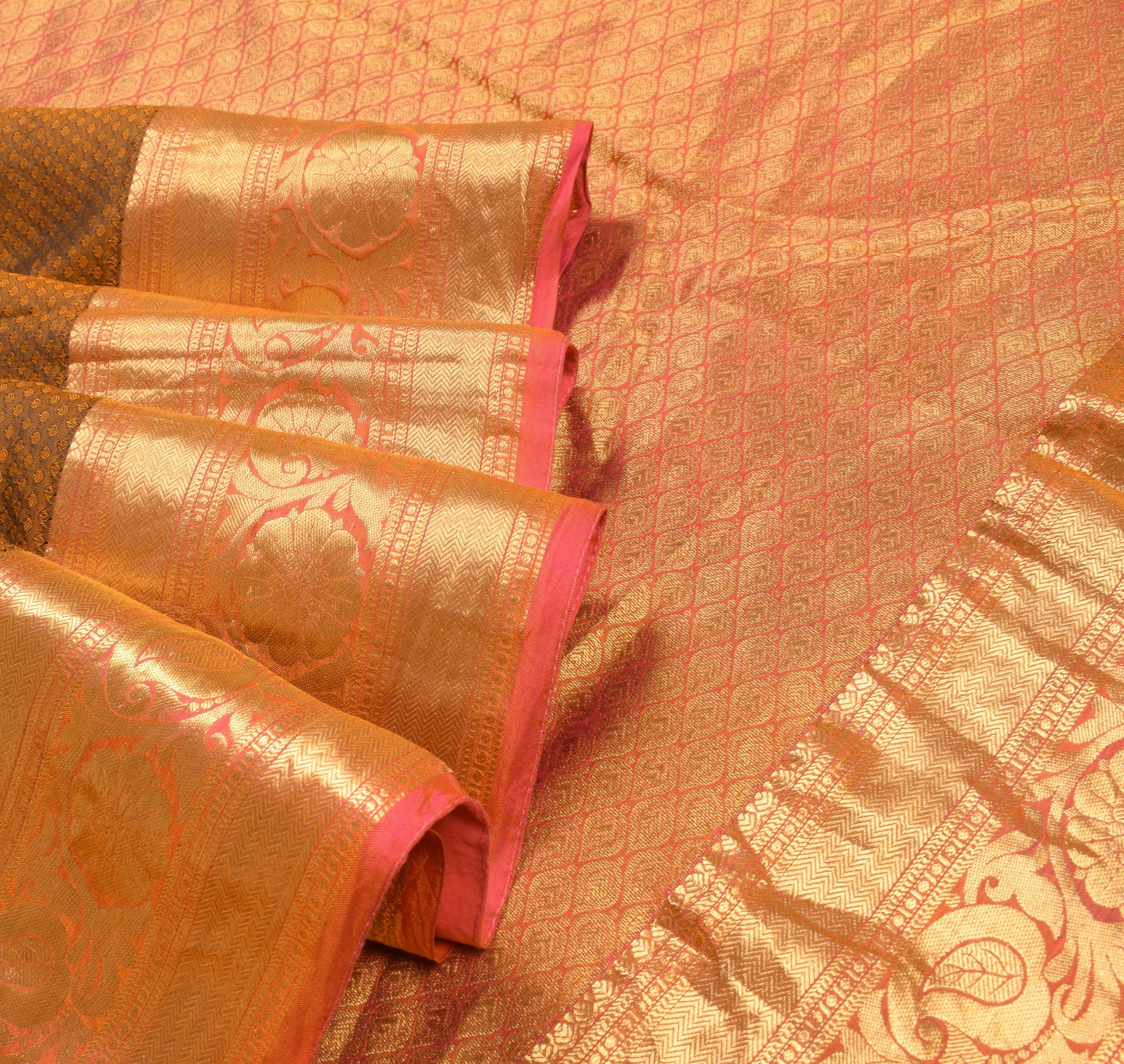 Sushila Vintage Rust HEAVY Saree Pure Kanchipuram Silk Zari Woven 5YD Soft Sari