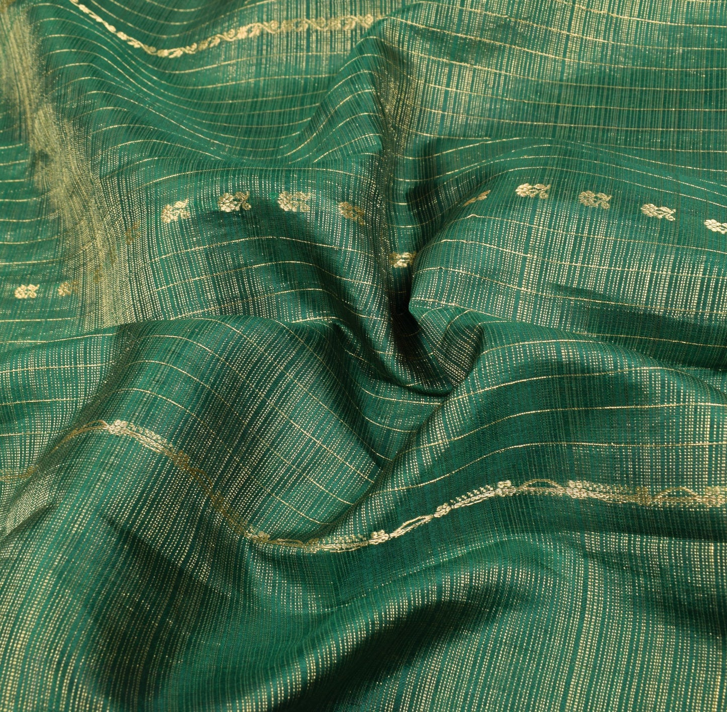 Sushila Vintage Green Pure Tissue Saree Kanjivaram Zari Brocade HEAVY Sari Fabric