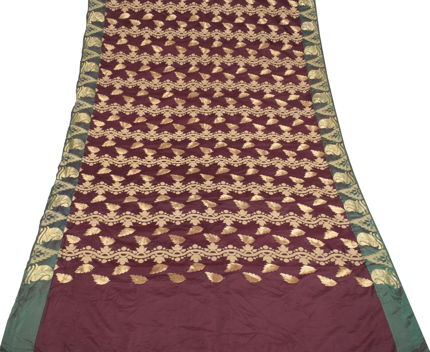 Sushila Vintage Banarasi Brocade Saree Pure Silk Maroon Paisley HEAVY Craft Sari