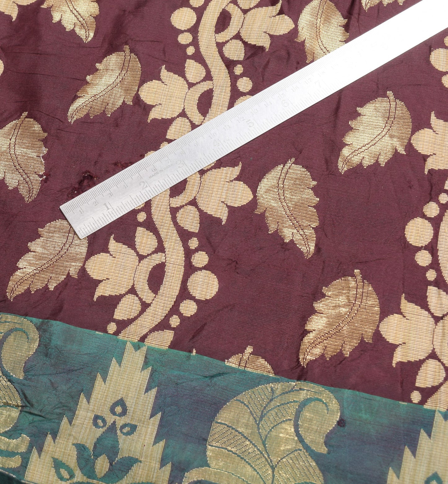 Sushila Vintage Banarasi Brocade Saree Pure Silk Maroon Paisley HEAVY Craft Sari