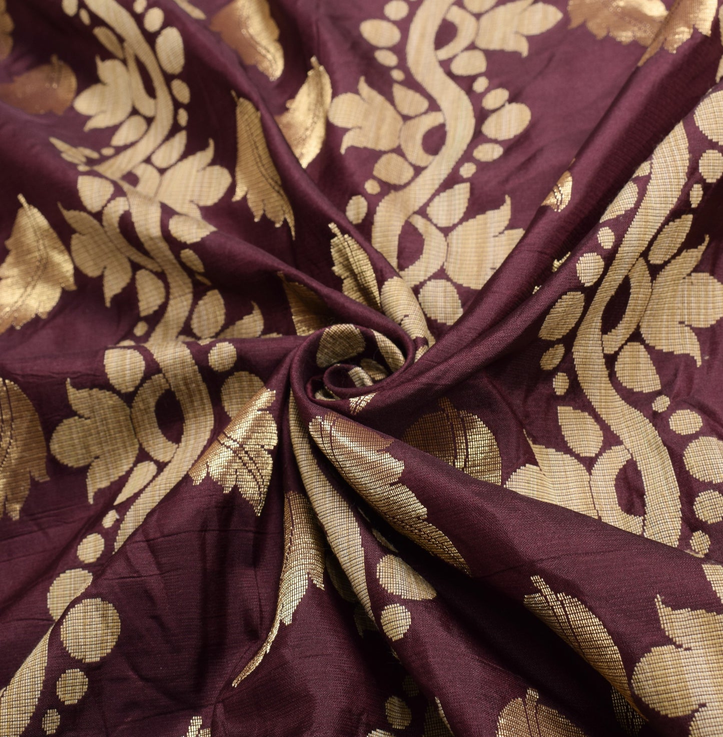 Sushila Vintage Banarasi Brocade Saree Pure Silk Maroon Paisley HEAVY Craft Sari