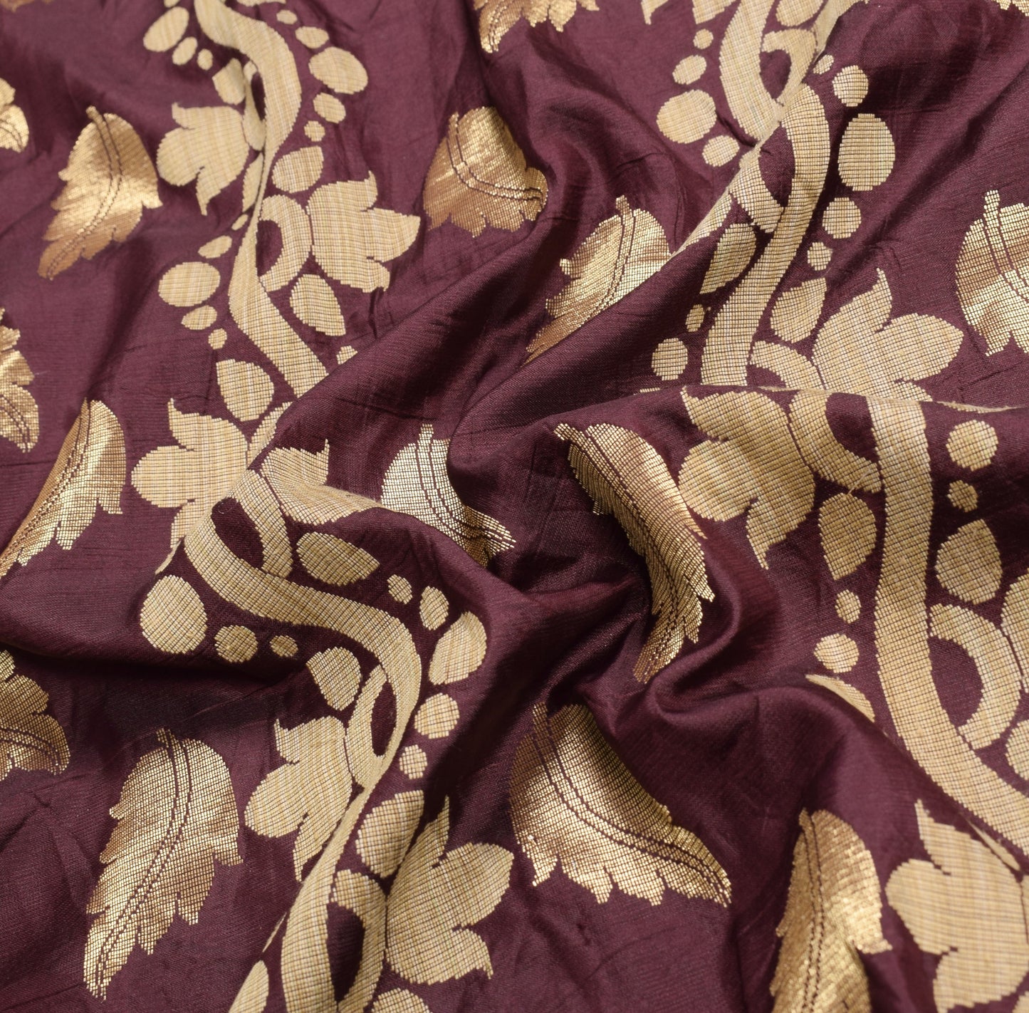 Sushila Vintage Banarasi Brocade Saree Pure Silk Maroon Paisley HEAVY Craft Sari
