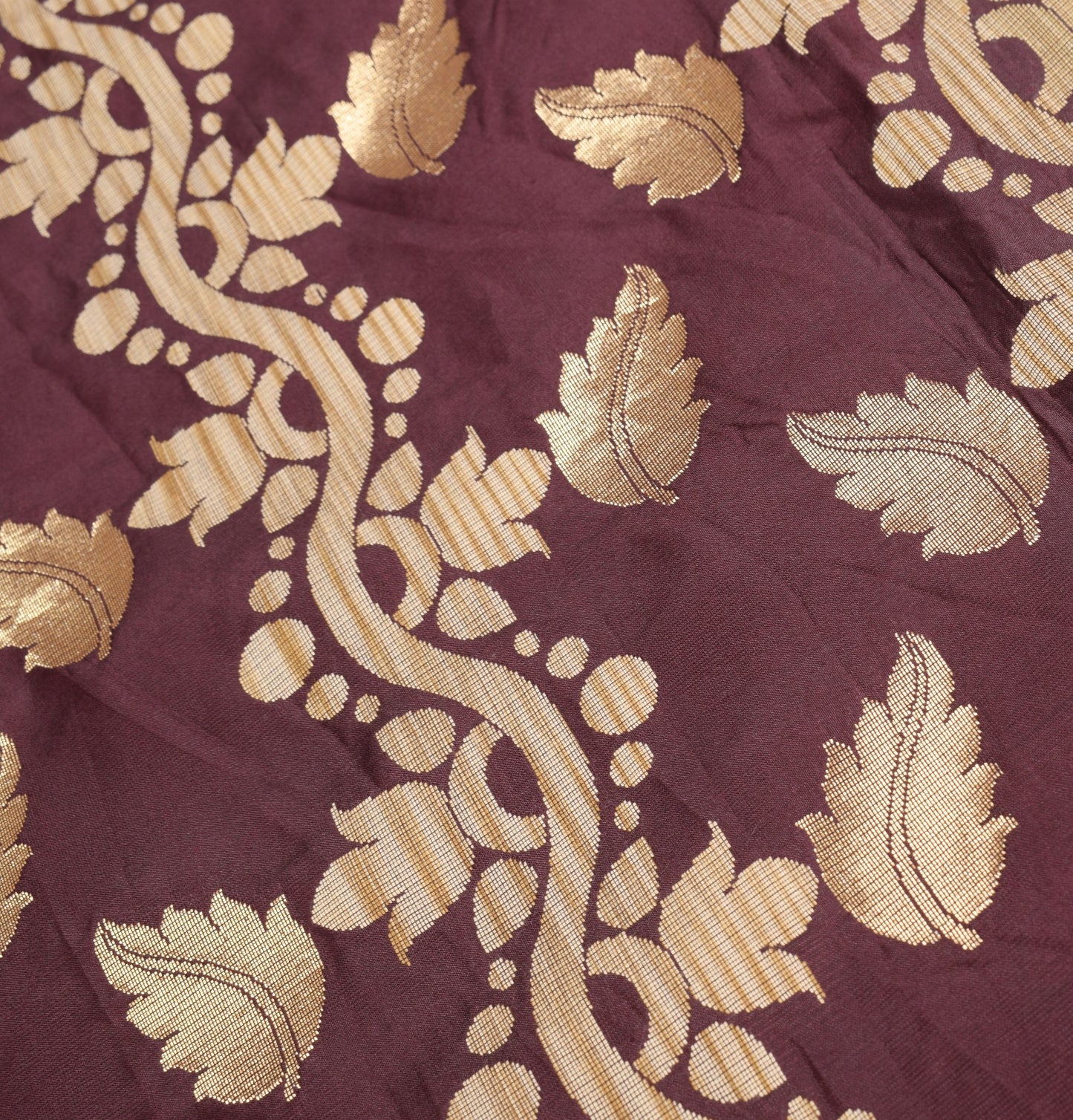 Sushila Vintage Banarasi Brocade Saree Pure Silk Maroon Paisley HEAVY Craft Sari