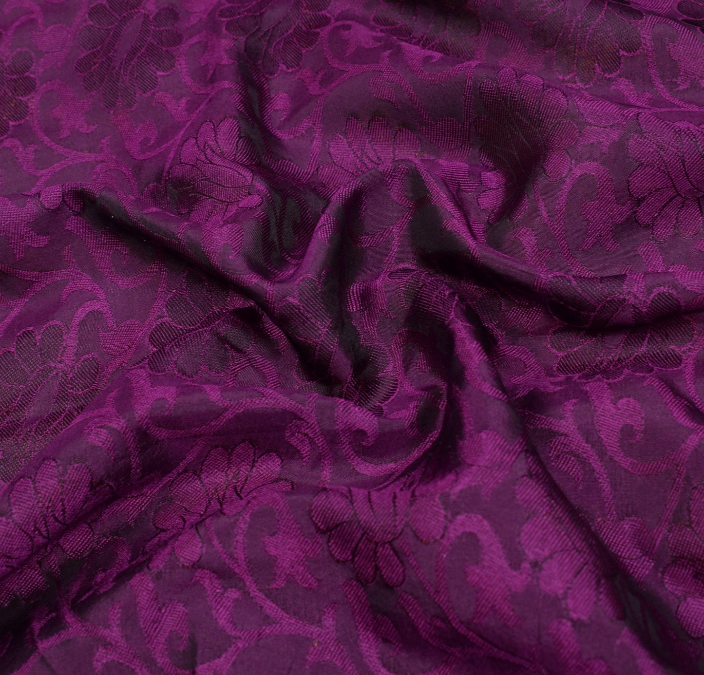 Sushila Vintage Purple Gold Jacquard Banarasi or Kanjivaram Art Silk Sari Fabric