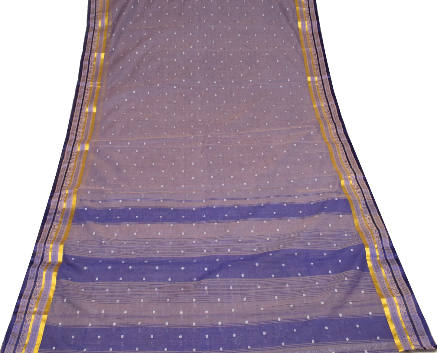 Sushila Vintage Purple Saree Pure Cotton Tant Woven Bengal Handloom Sari Fabric