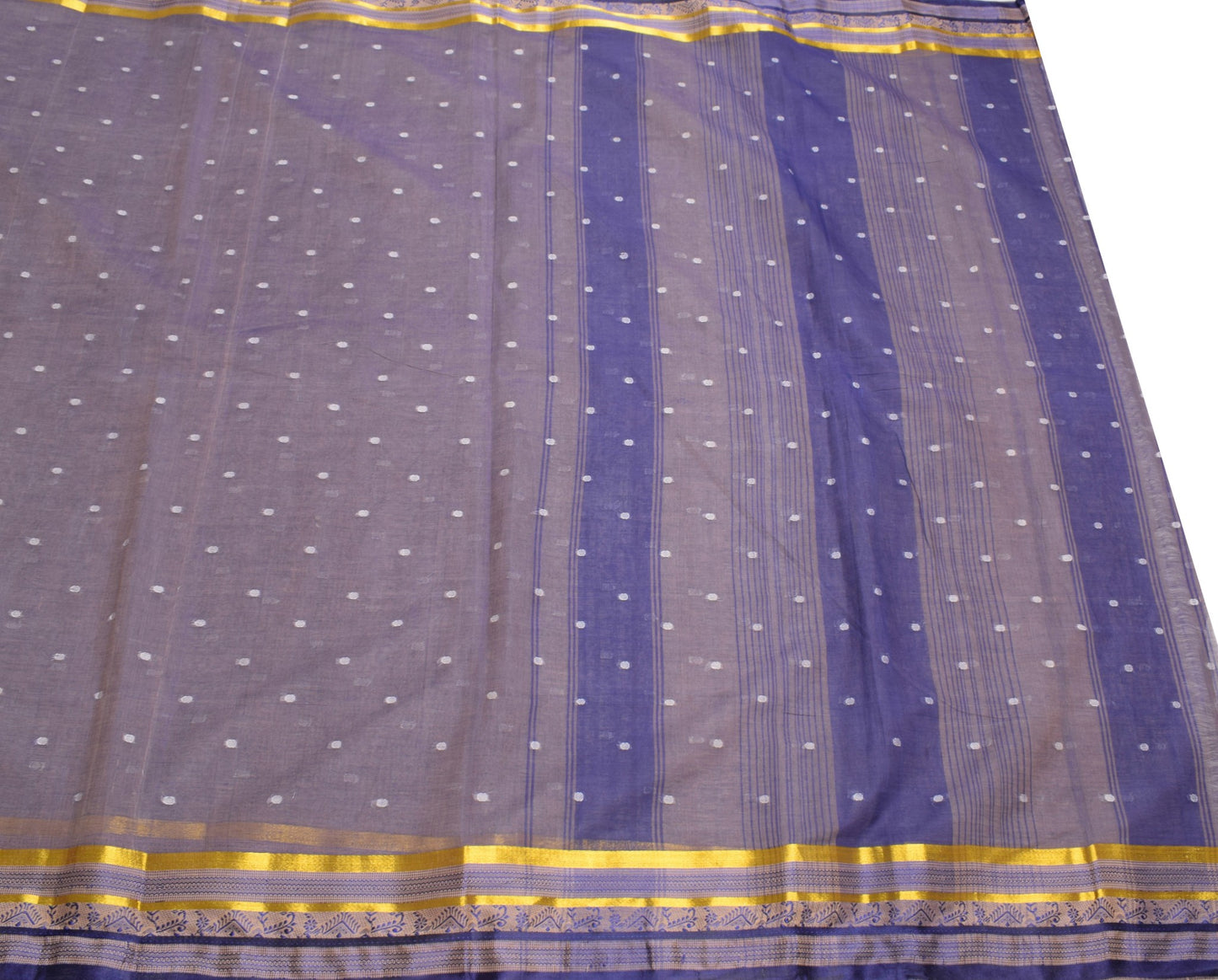 Sushila Vintage Purple Saree Pure Cotton Tant Woven Bengal Handloom Sari Fabric