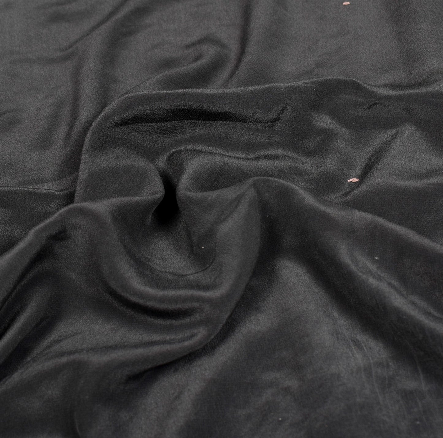 Sushila Vintage Black Saree Zari Embroidered Soft Pure Crepe Silk Sari Fabric