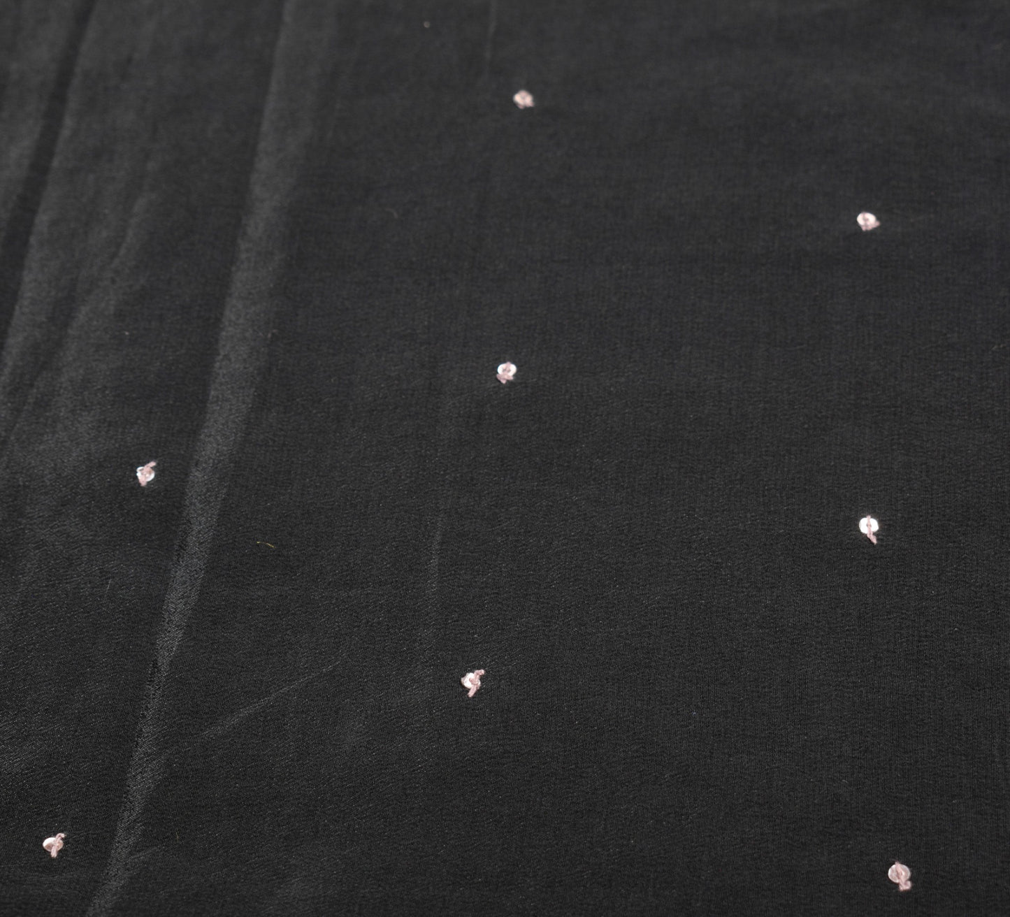 Sushila Vintage Black Saree Zari Embroidered Soft Pure Crepe Silk Sari Fabric