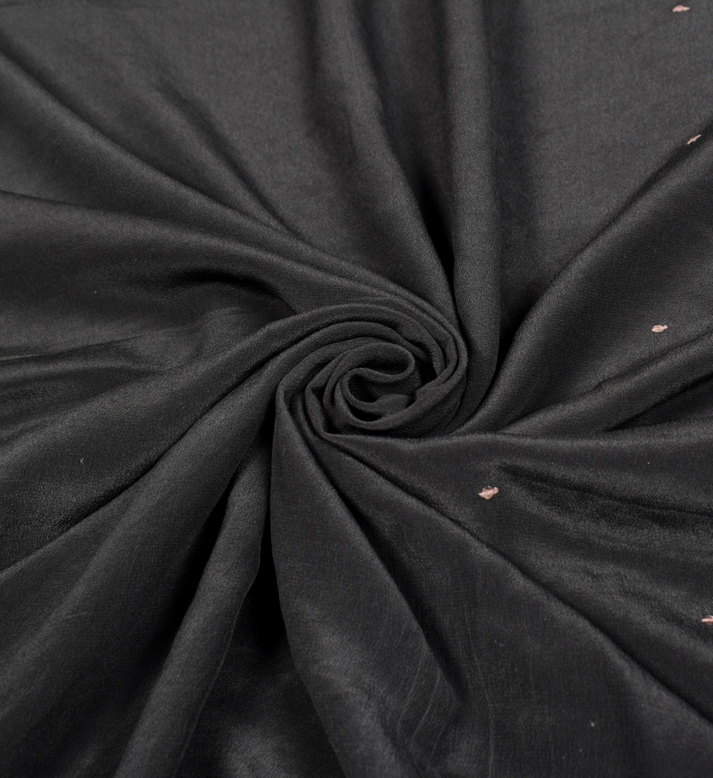 Sushila Vintage Black Saree Zari Embroidered Soft Pure Crepe Silk Sari Fabric