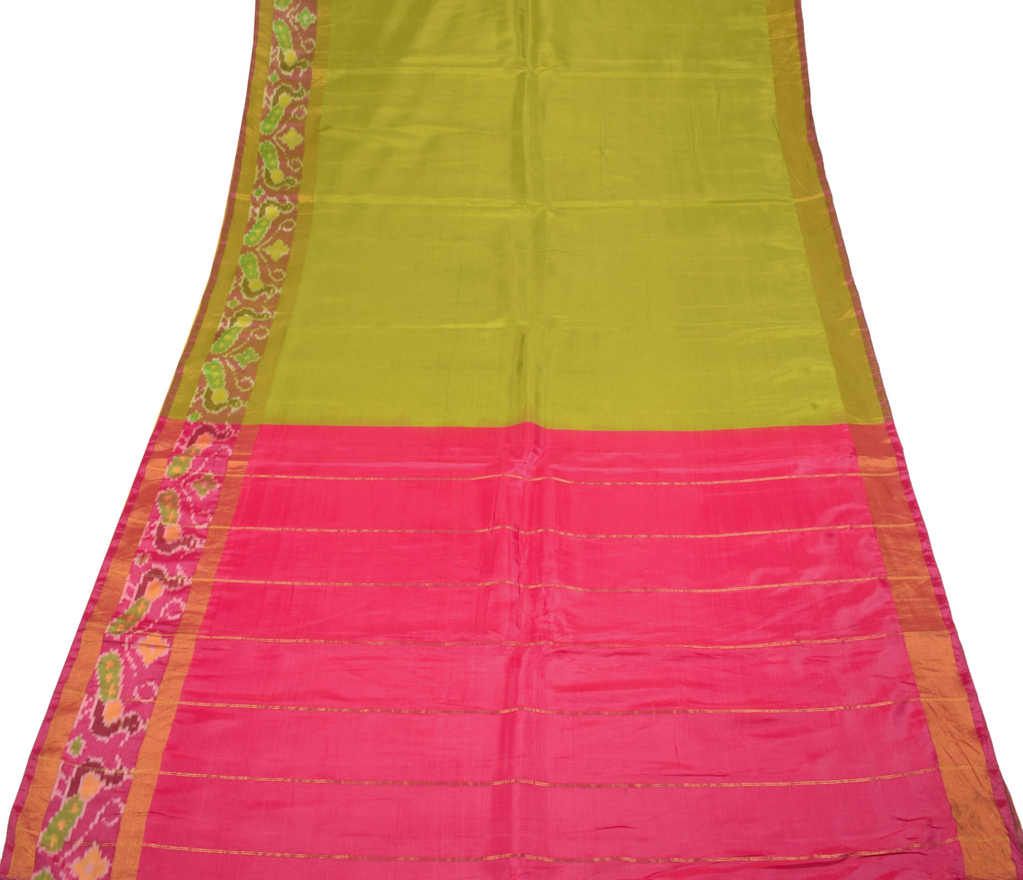 Sushila Vintage Uppada Pochampally Saree Green Handwoven Pure Silk Craft Fabric