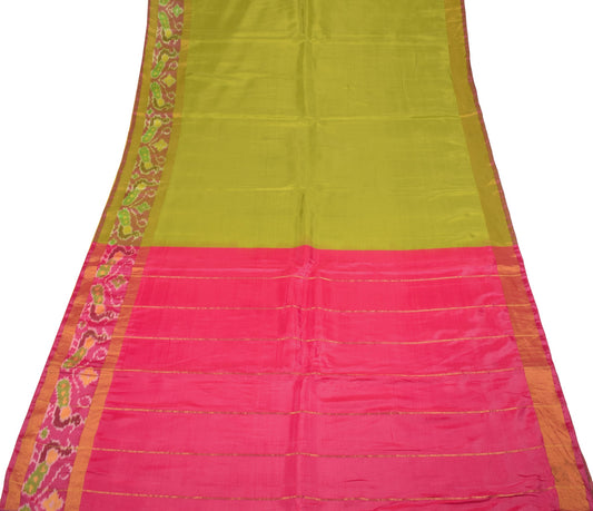 Sushila Vintage Uppada Pochampally Saree Green Handwoven Pure Silk Craft Fabric
