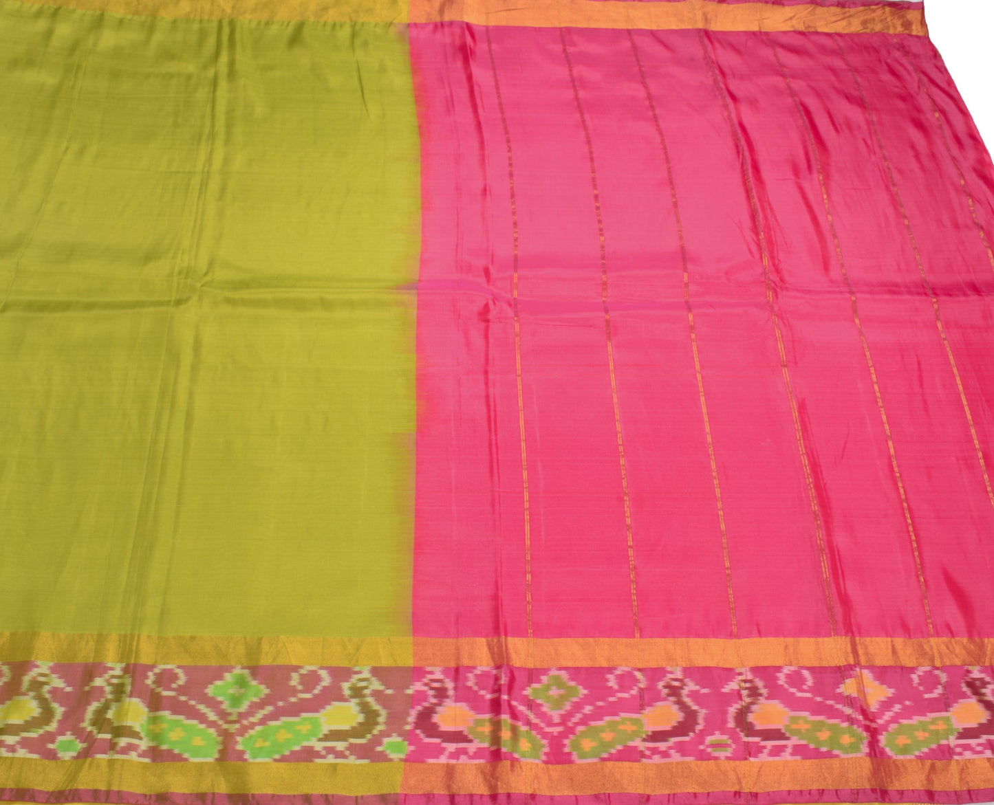 Sushila Vintage Uppada Pochampally Saree Green Handwoven Pure Silk Craft Fabric