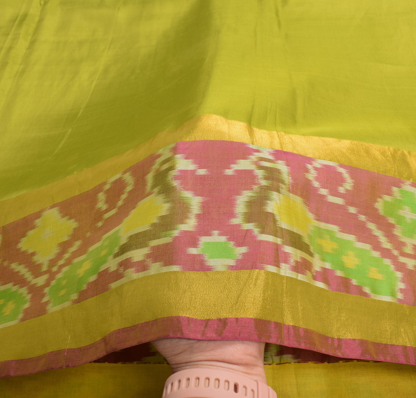 Sushila Vintage Uppada Pochampally Saree Green Handwoven Pure Silk Craft Fabric