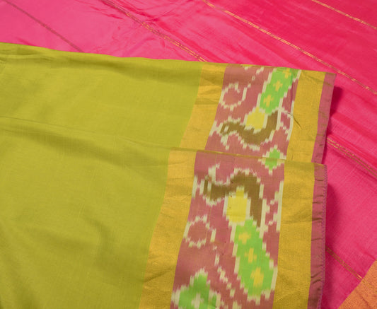 Sushila Vintage Uppada Pochampally Saree Green Handwoven Pure Silk Craft Fabric