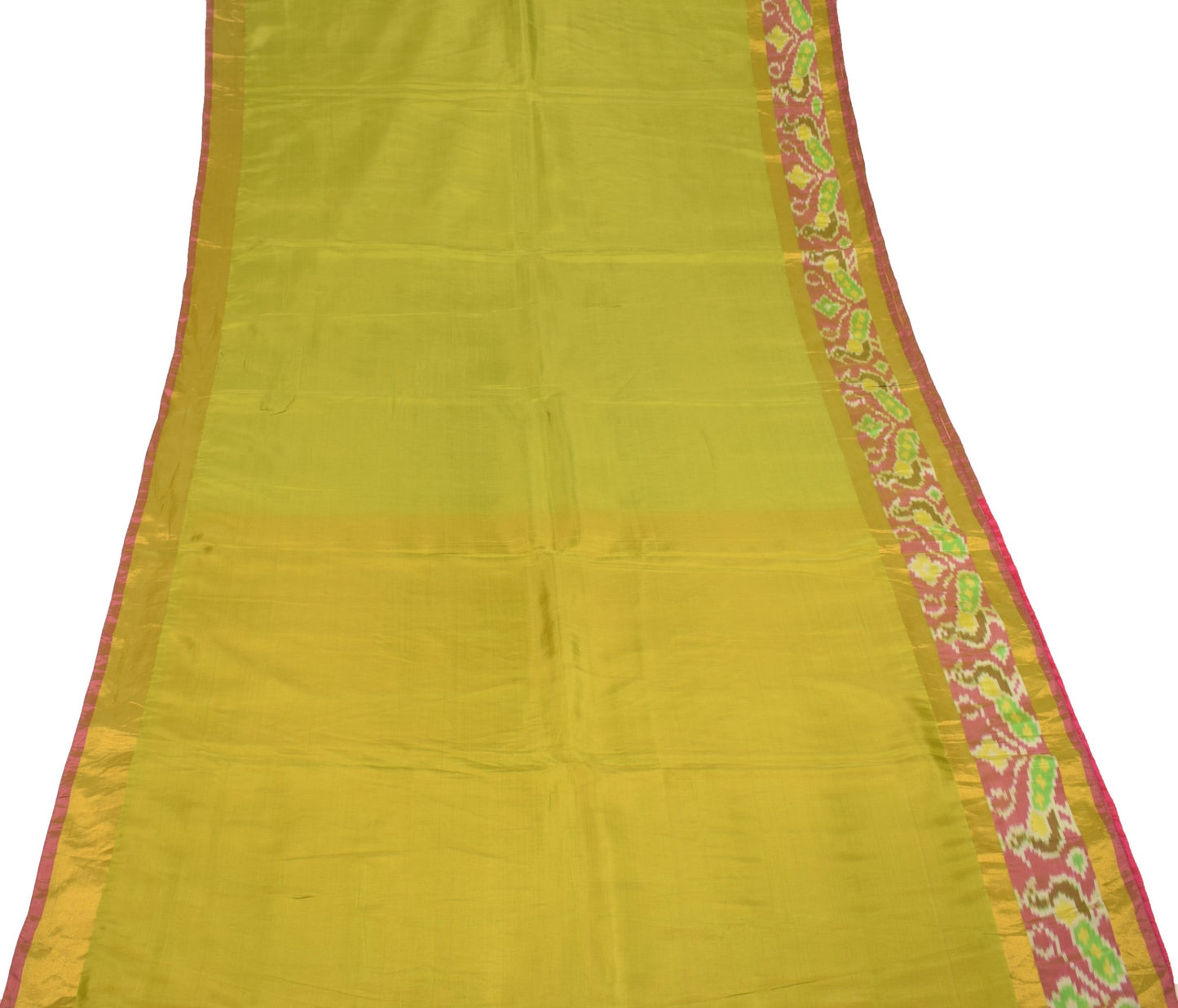 Sushila Vintage Uppada Pochampally Saree Green Handwoven Pure Silk Craft Fabric