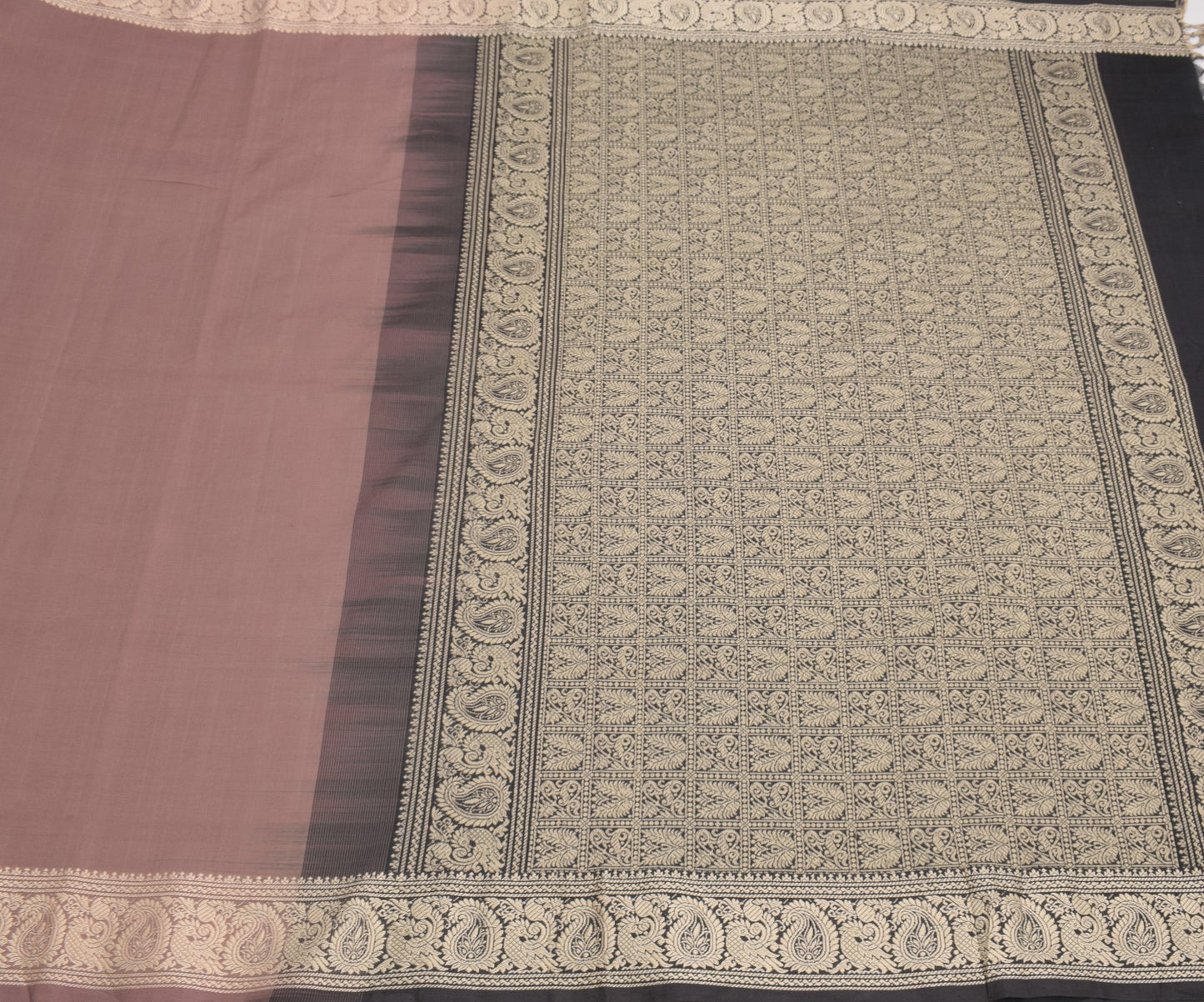 Sushila Vintage Mauve Hand Woven Saree Pure Cotton Peacock 6YD Sari Craft Fabric