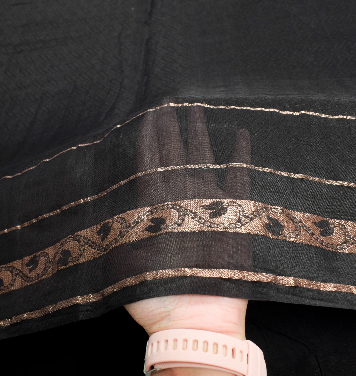 Sushila Vintage Banarasi Brocade Saree Pure Cotton Silk Black Indian Sari Fabric